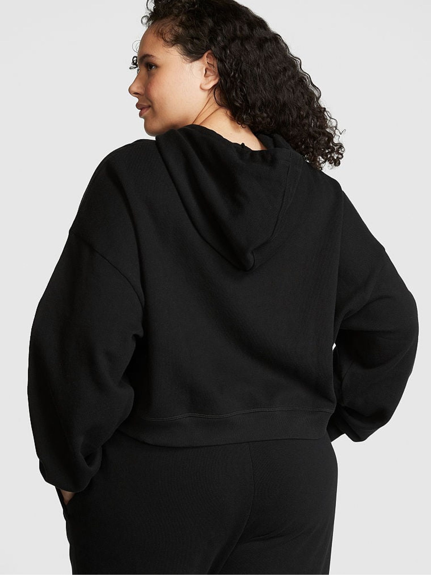 Pure Black Cropped Hoodie - Image 2 of 3