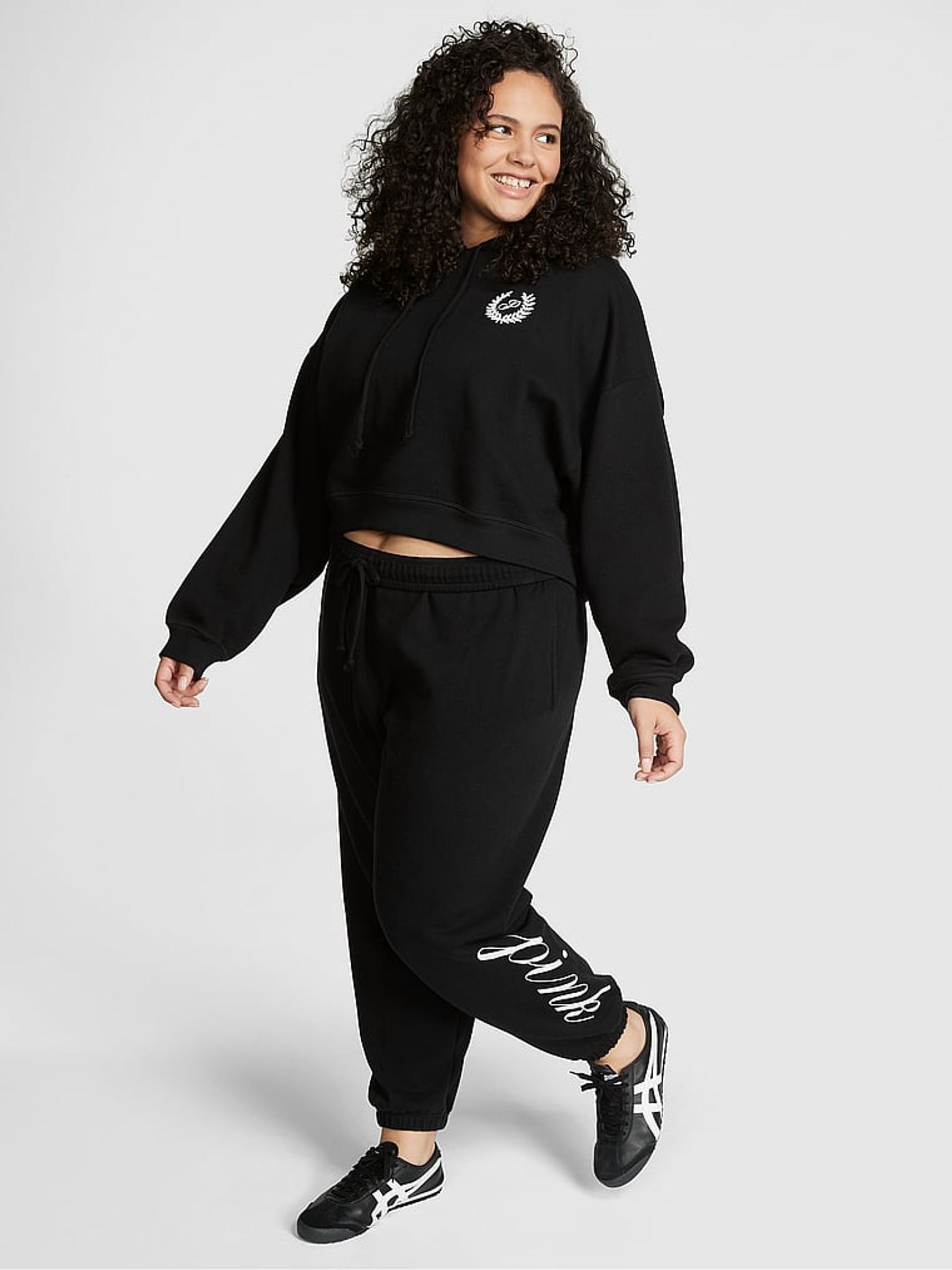 Pure Black Fleece Joggers - Image 2 of 4