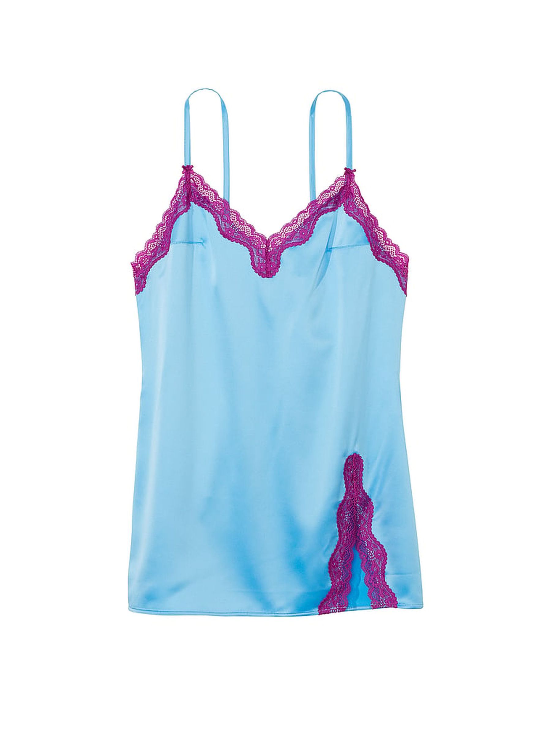 Bikini Blue Satin Slip Dress - Image 1 of 3