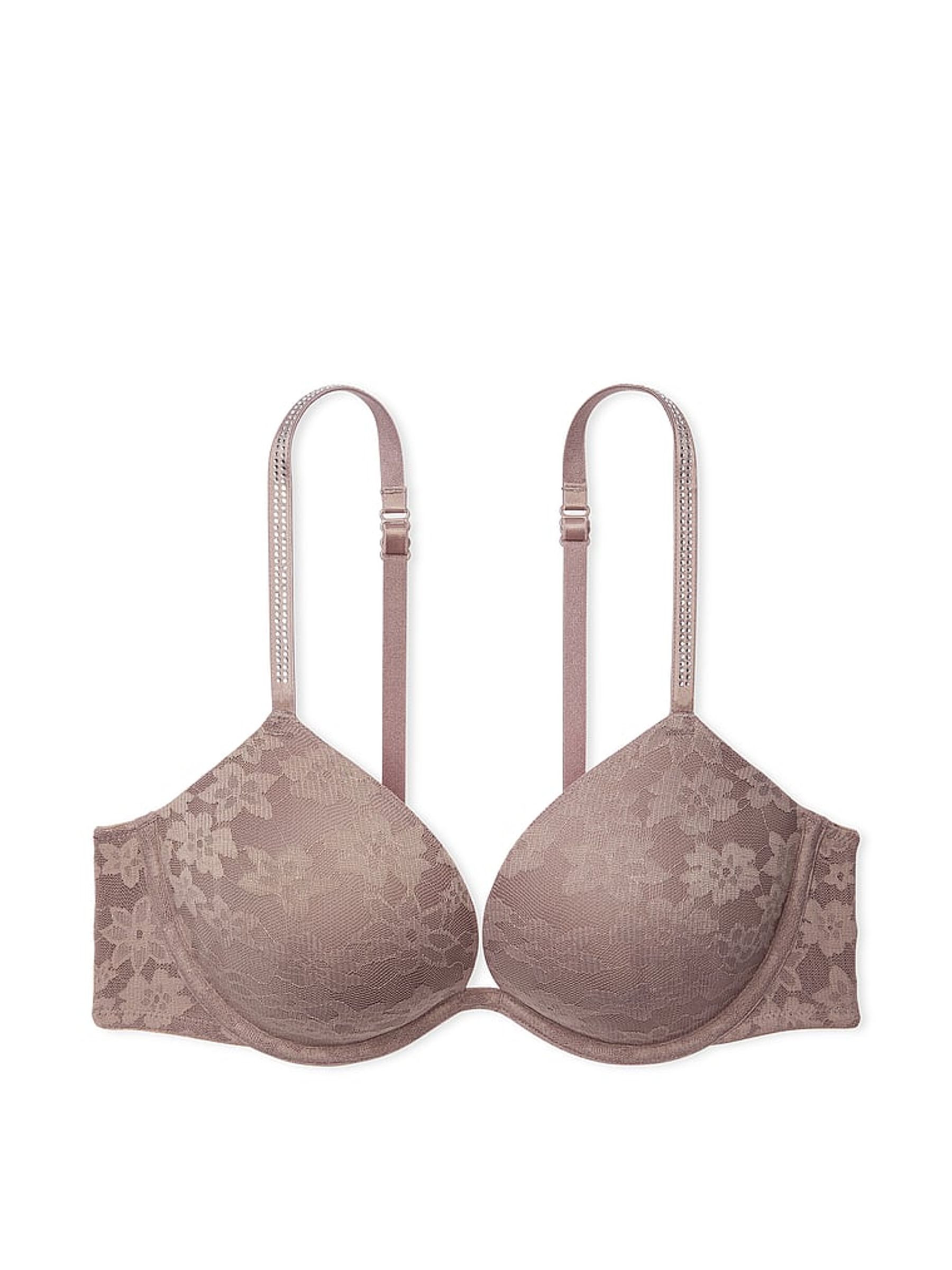 Iced Coffee Brown Shine Strap Lace Super Push Up Bra - Image 1 of 2