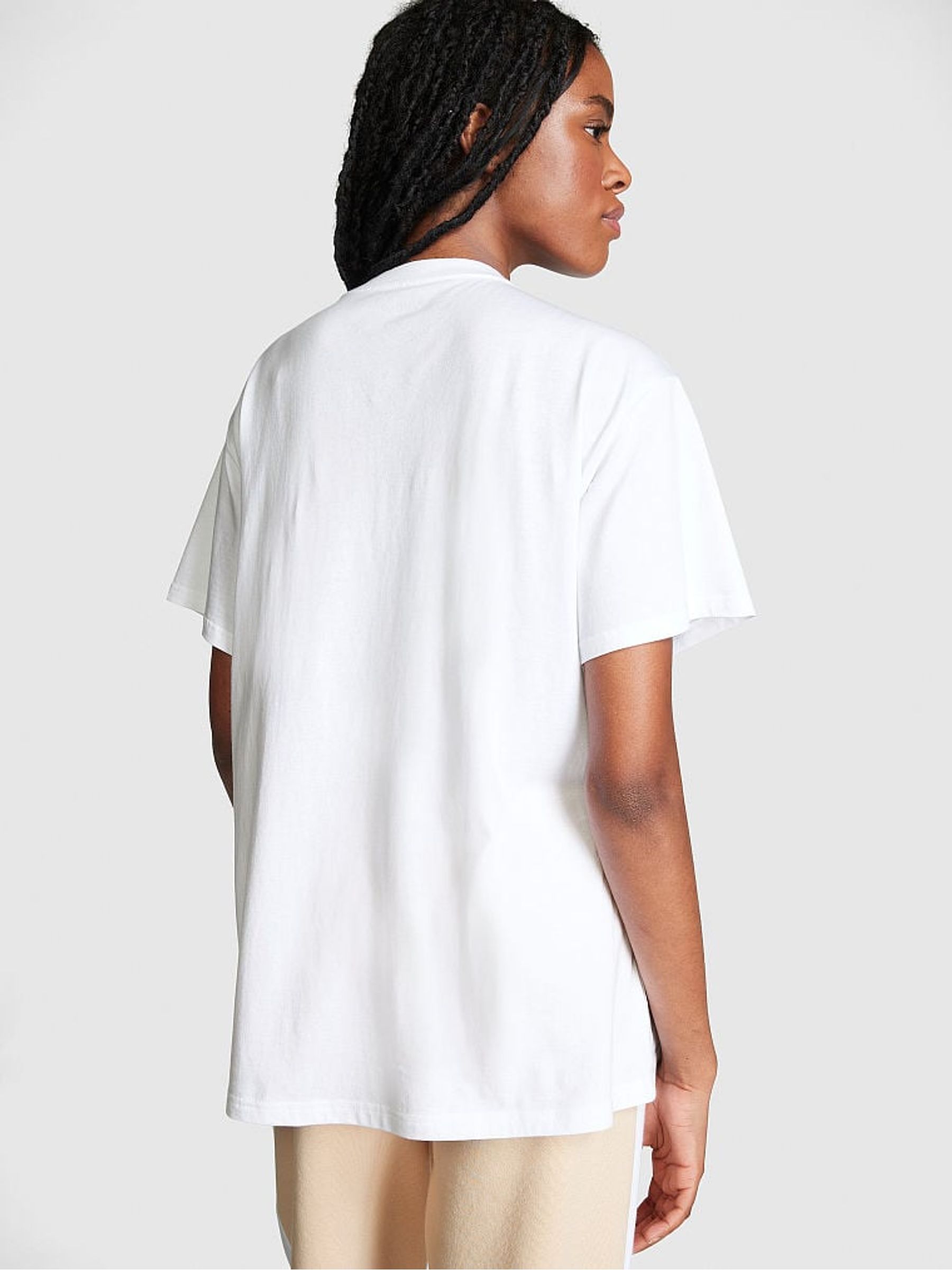 Optic White Short Sleeve Oversized Campus T-Shirt - Image 2 of 3