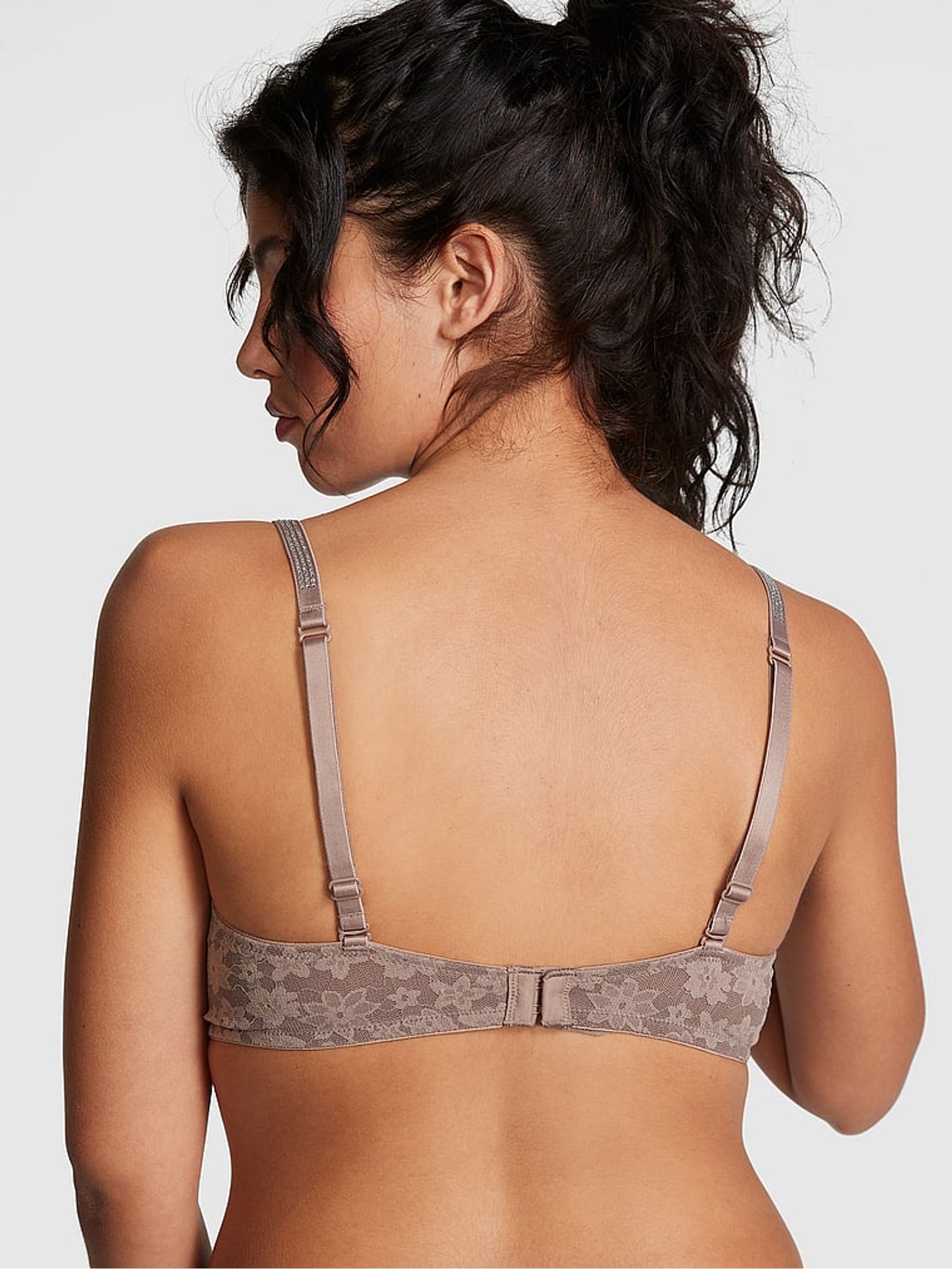 Iced Coffee Brown Shine Strap Lace Lightly Lined Bra - Image 2 of 4