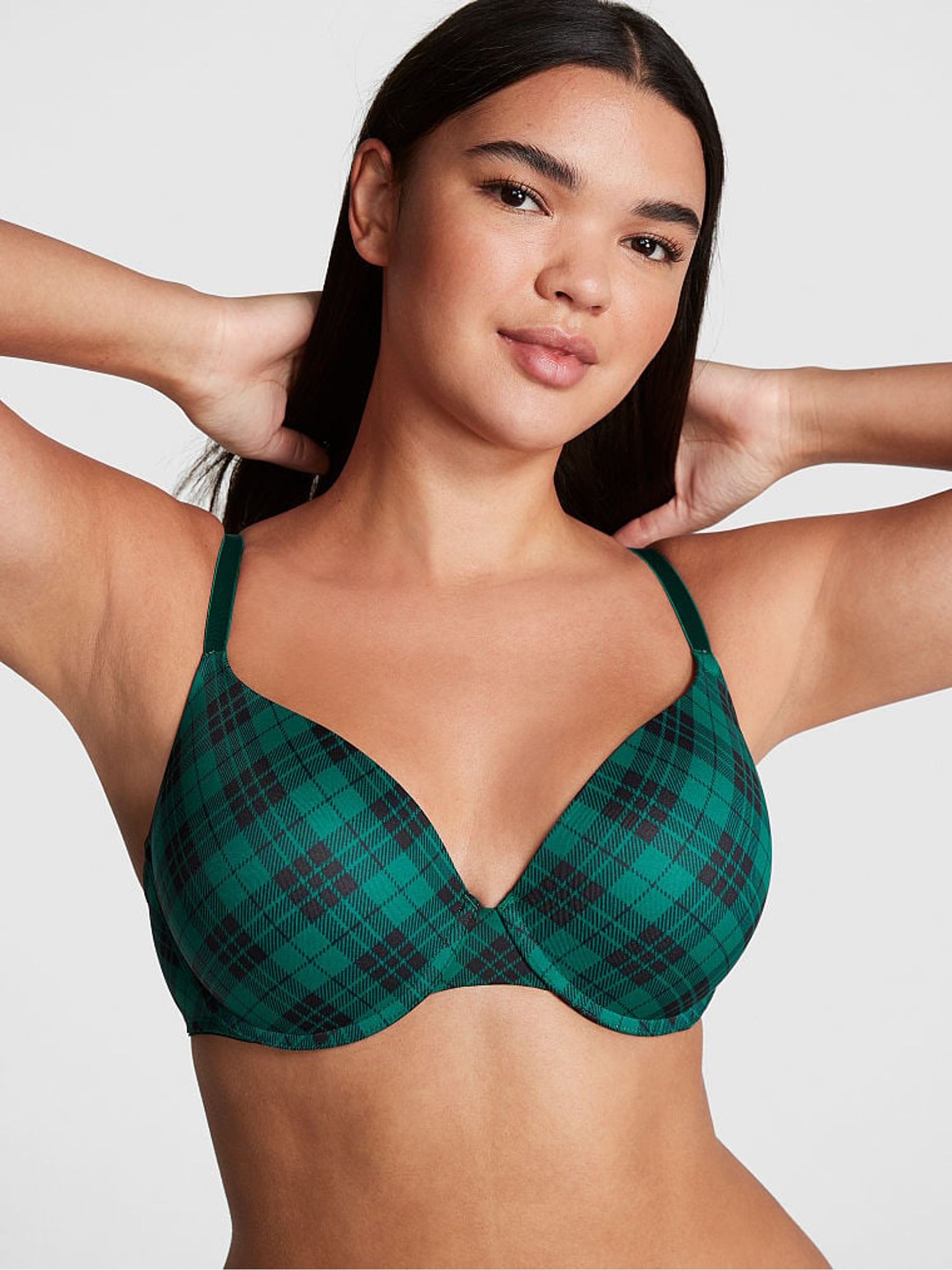 Garnet Green Plaid Push Up Bra - Image 1 of 1