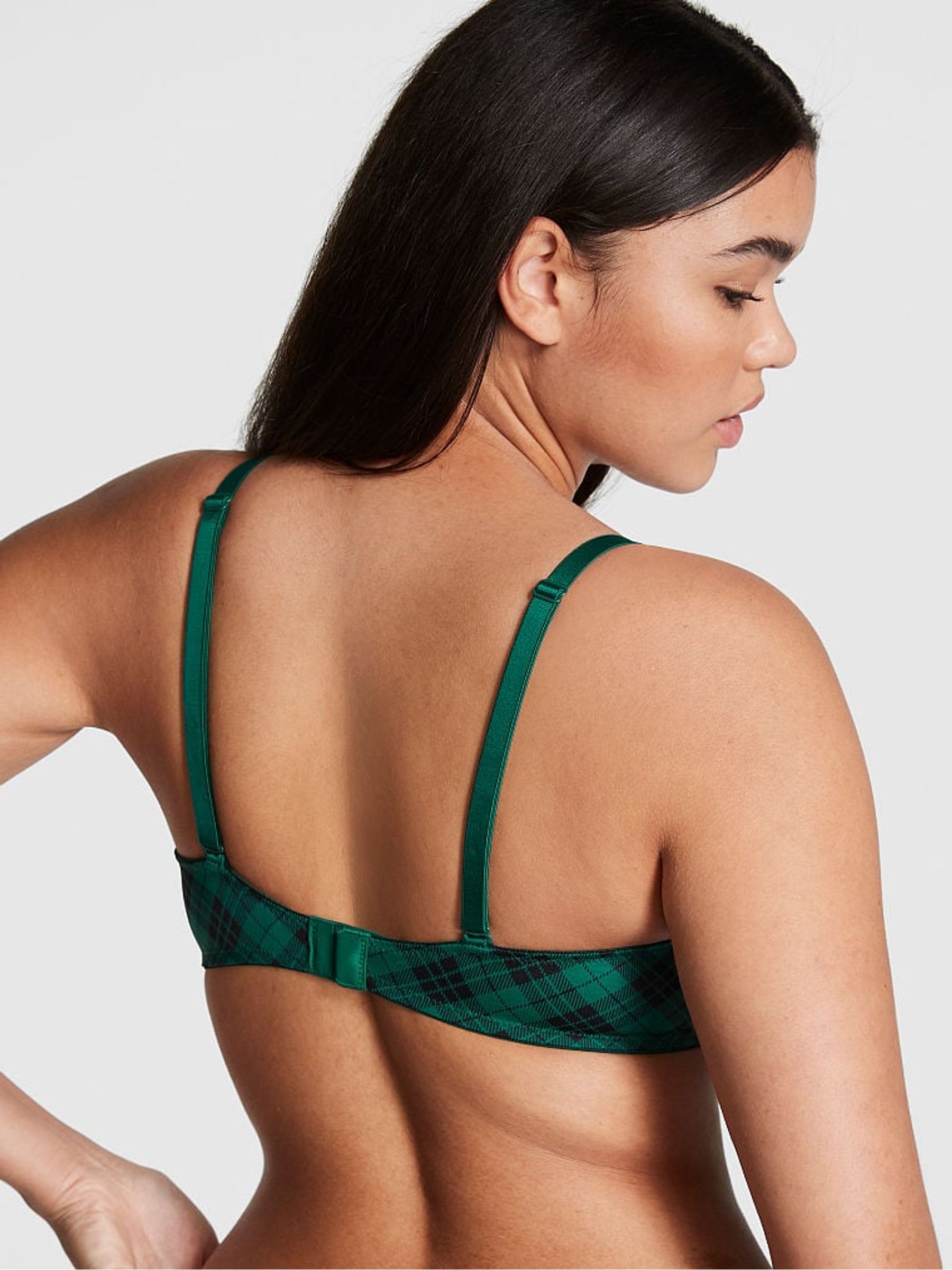 Garnet Green Plaid Push Up Bra - Image 2 of 4