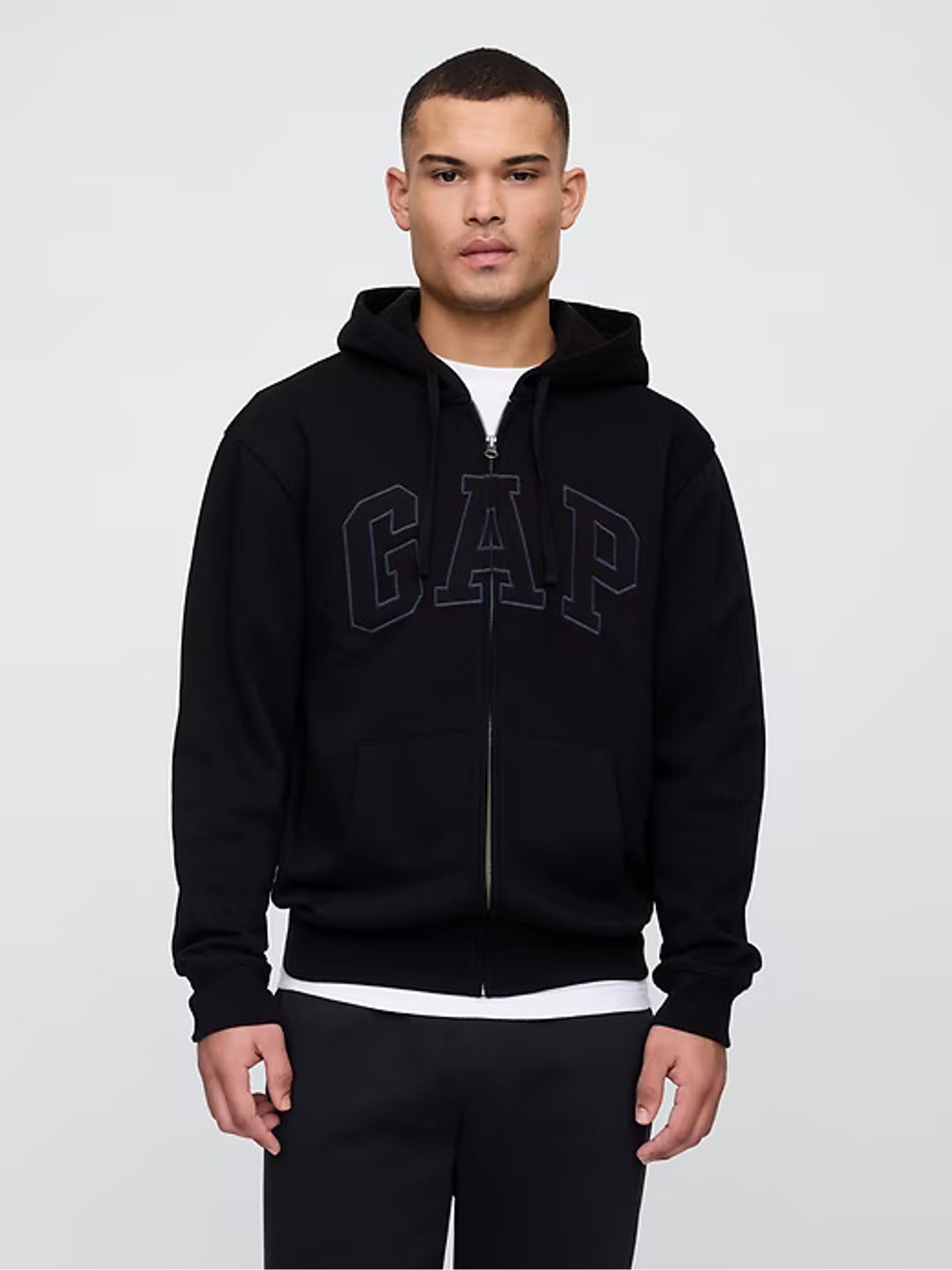 Black Zip Up Arch Logo Hoodie | Gap