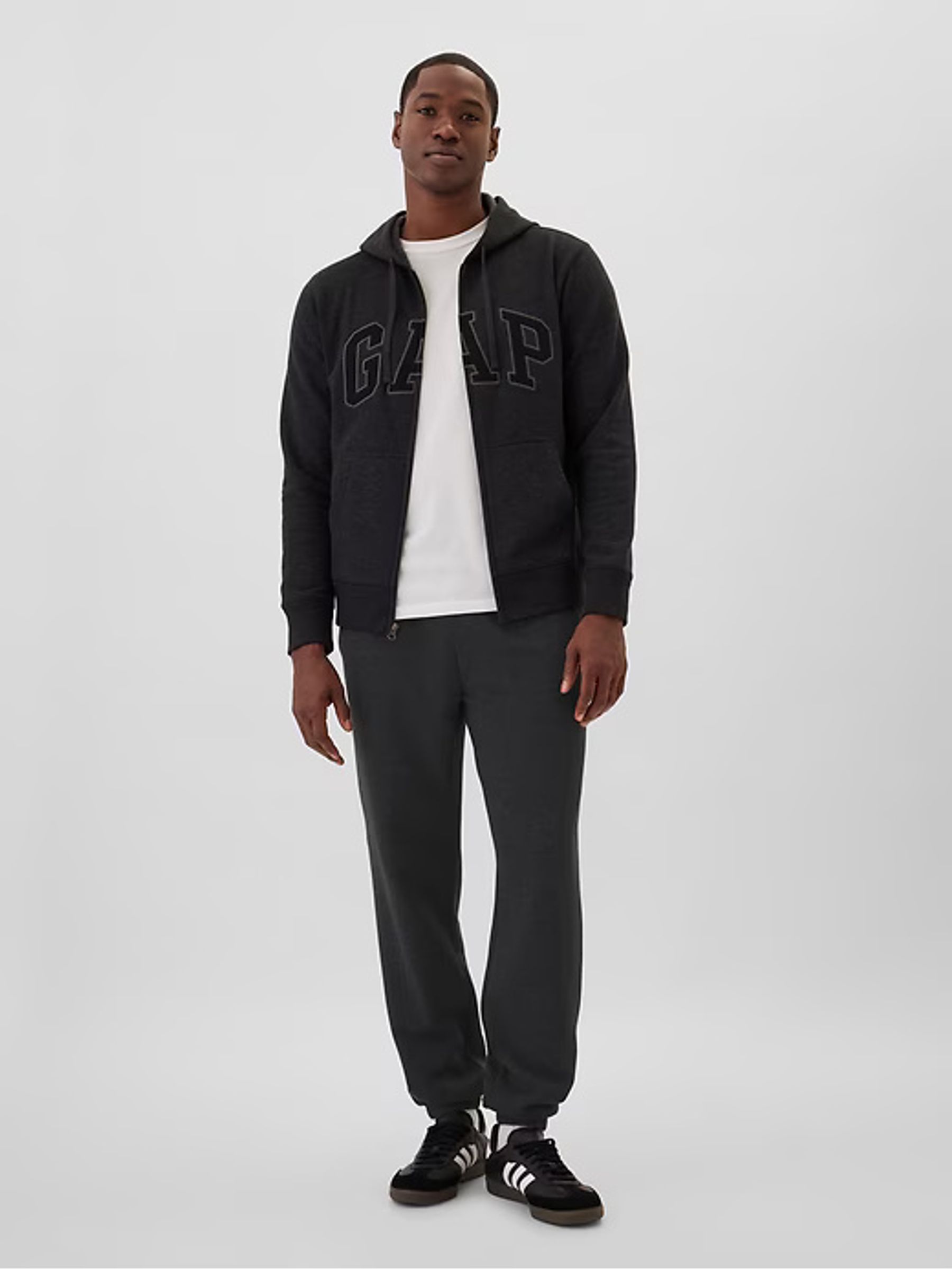 Black Zip Up Arch Logo Hoodie - Image 2 of 3