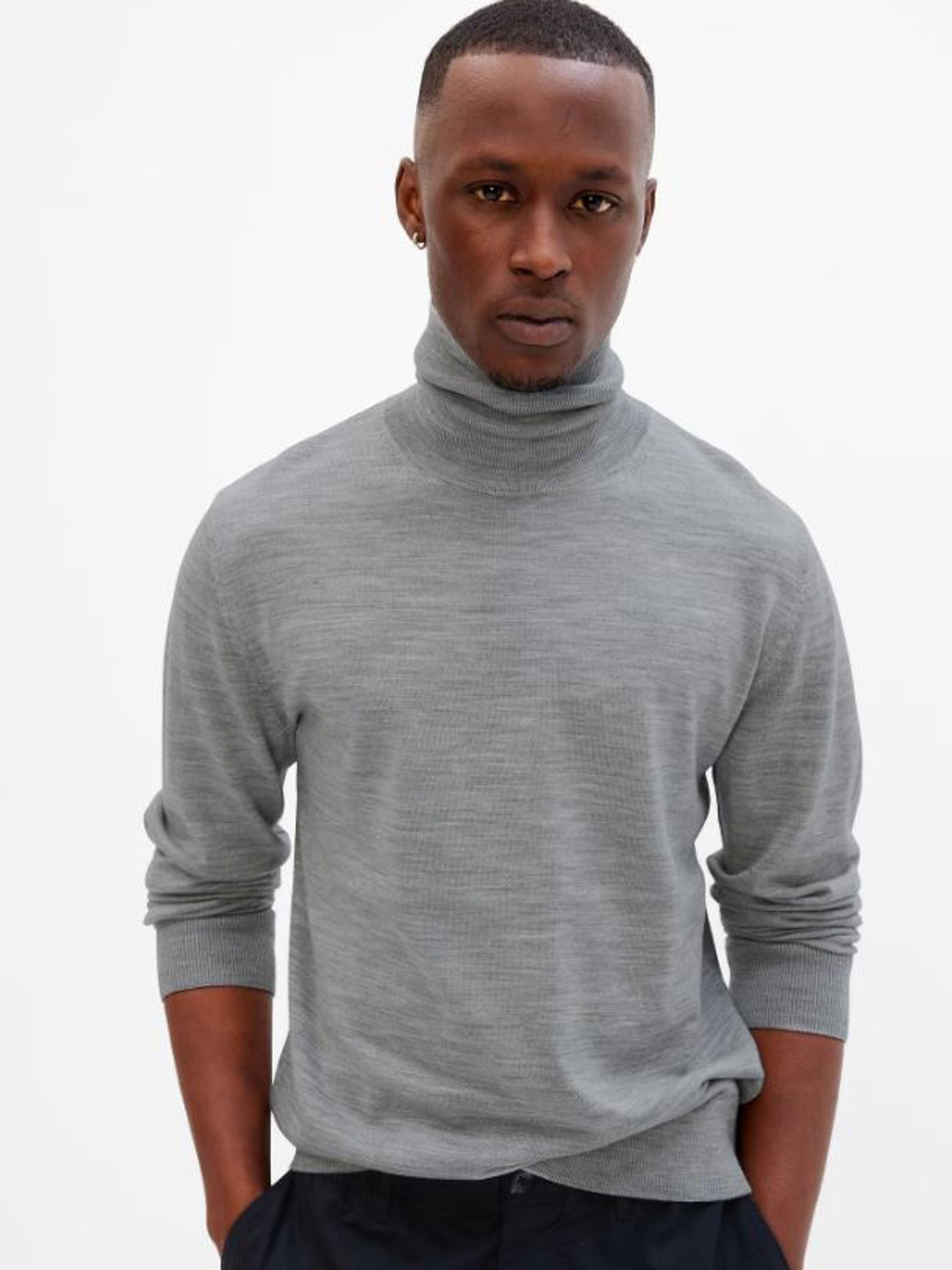 Grey Merino Turtleneck Jumper - Image 1 of 1