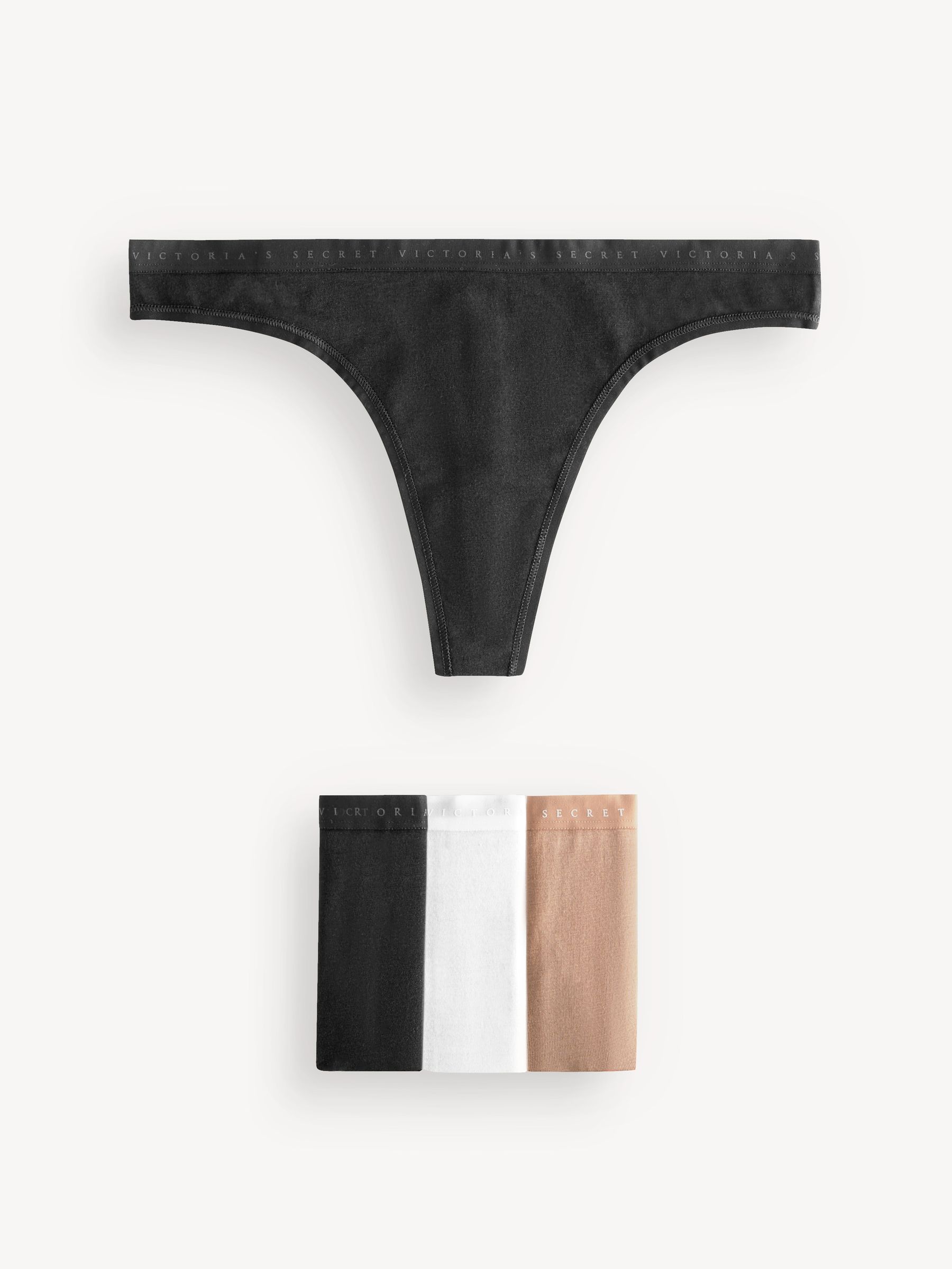 Black/White/Nude Thong Logo 4 Pack Knickers - Image 1 of 5