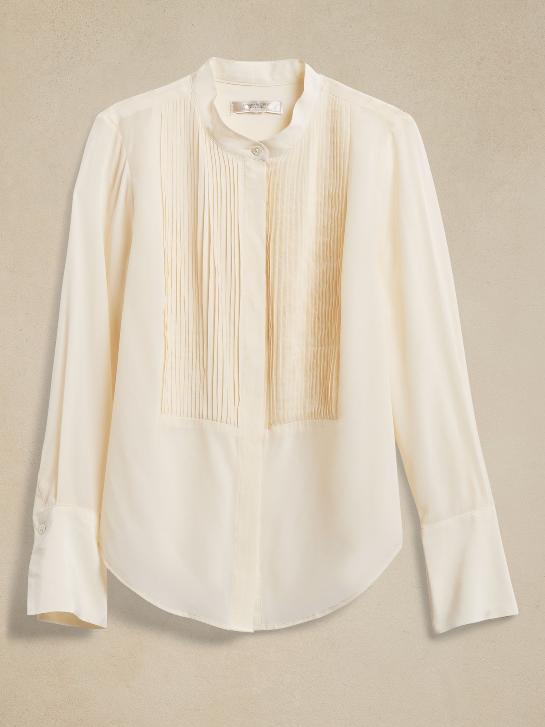 Banana Republic White Silk Tuxedo Shirt - Image 4 of 4