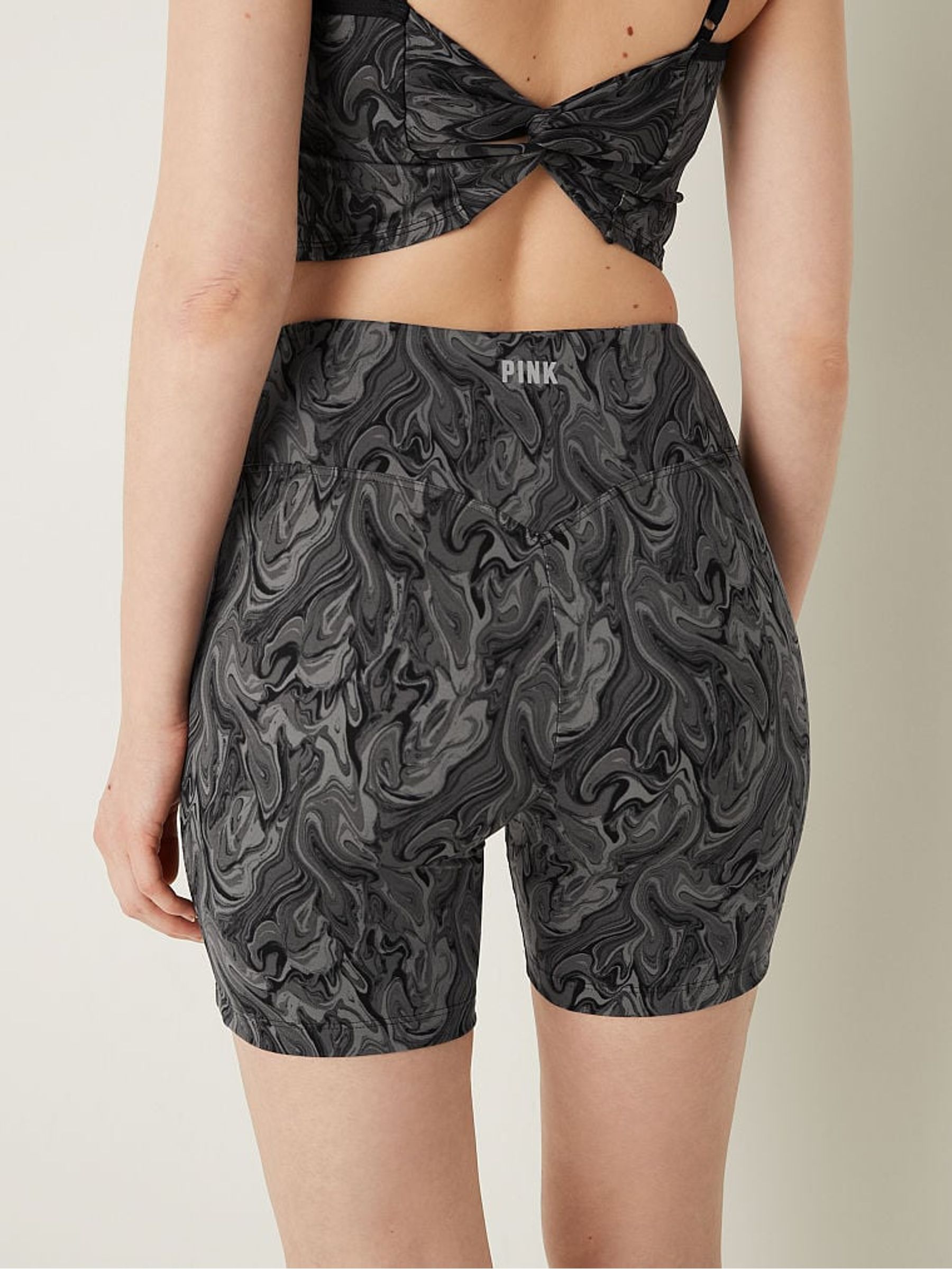 Pure Black Marble 6" Soft Ultimate High Waist Biker Shorts - Image 2 of 4