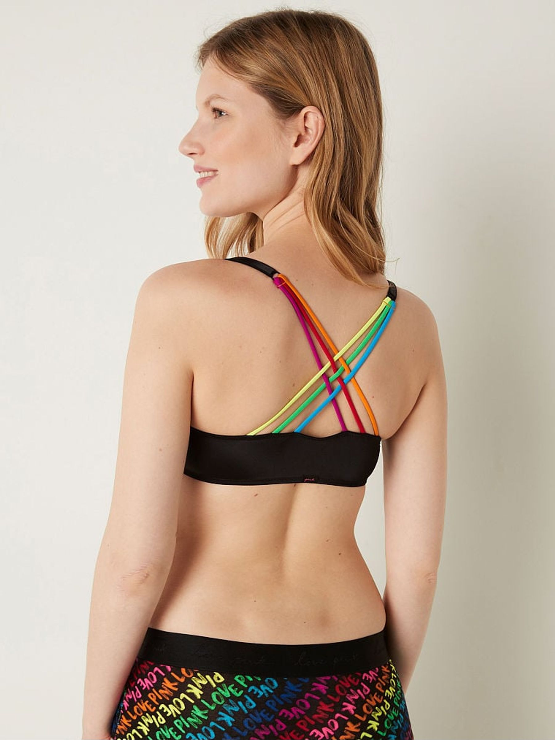 Black Rainbow Trim Push Up Front Fastening T-Shirt Bra - Image 2 of 4 Black Rainbow Trim Push Up Front Fastening T-Shirt Bra - Image 2 of 4
