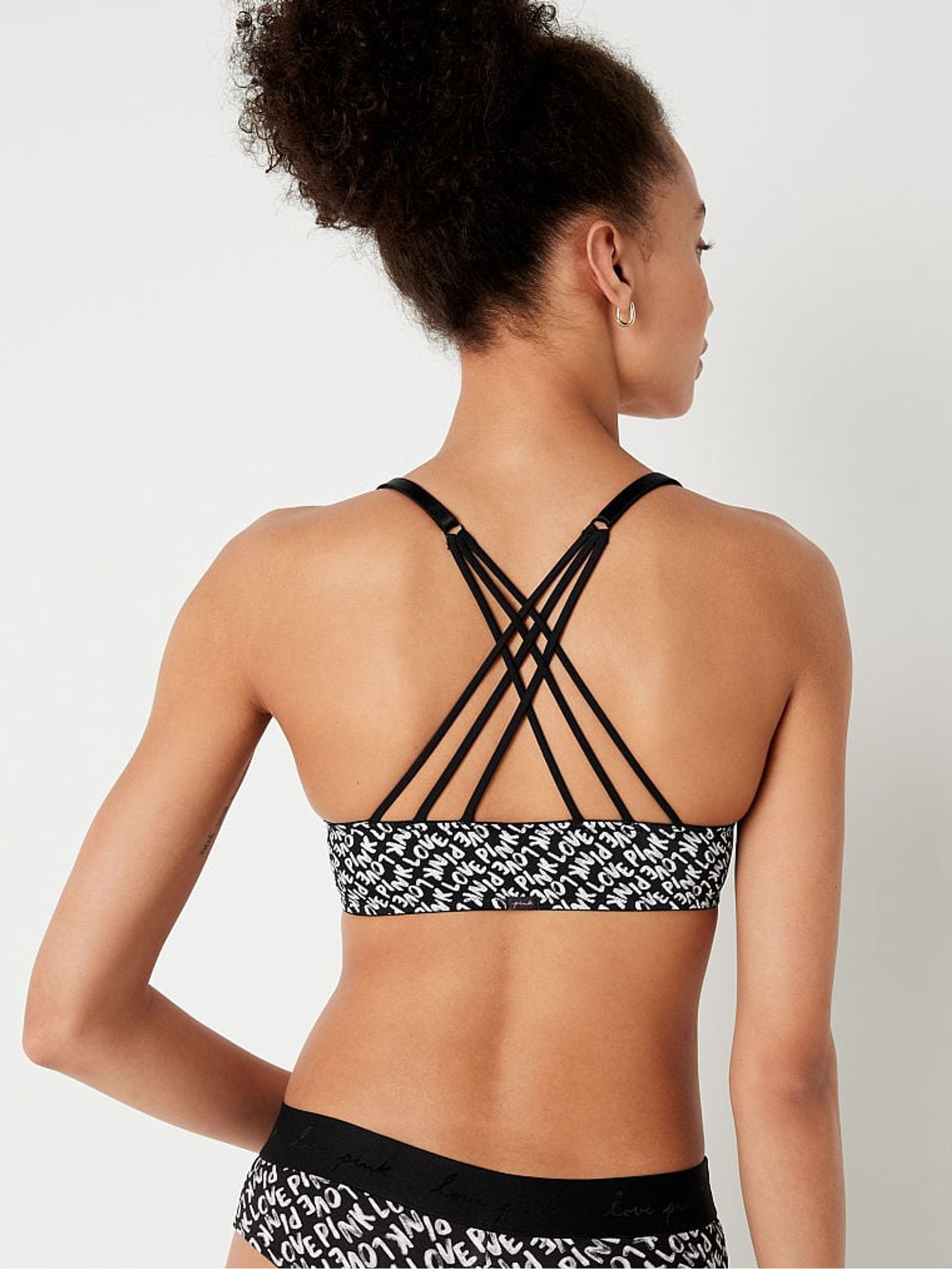 Black Logo Print Push Up Front Fastening T-Shirt Bra - Image 2 of 4