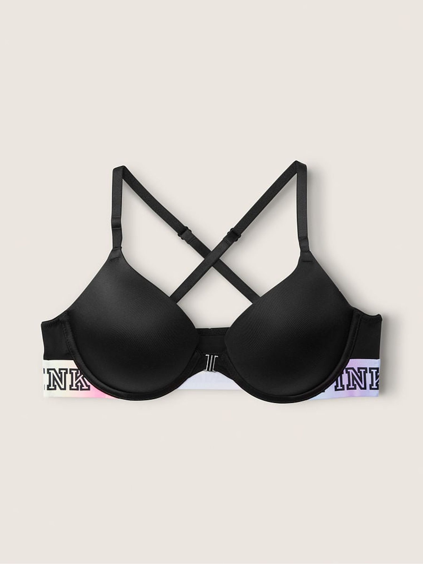 Black Logo Push Up Front Fastening T-Shirt Bra - Image 4 of 4