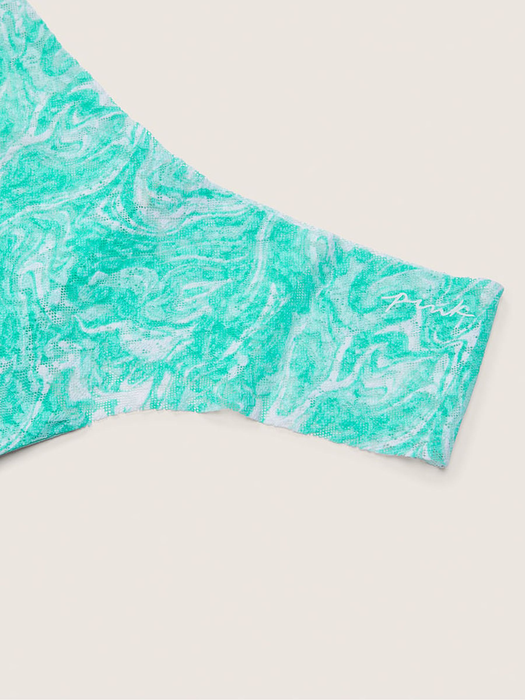 Teal Ice Green Thong Lace No Show Knickers - Image 2 of 2
