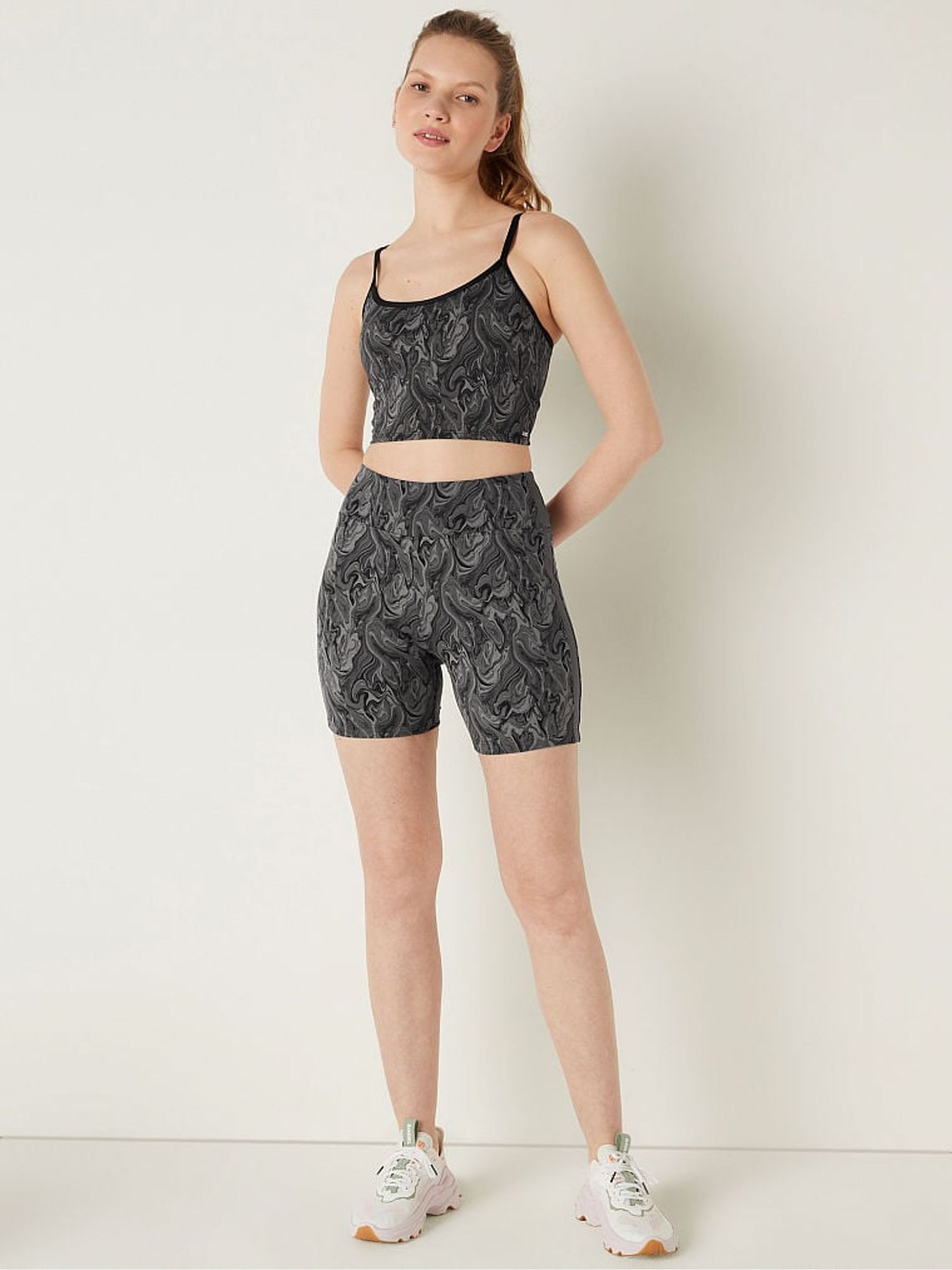 Black Charcoal Marble Ultimate Lightly Lined Twist Back Sports Bra - Image 3 of 5