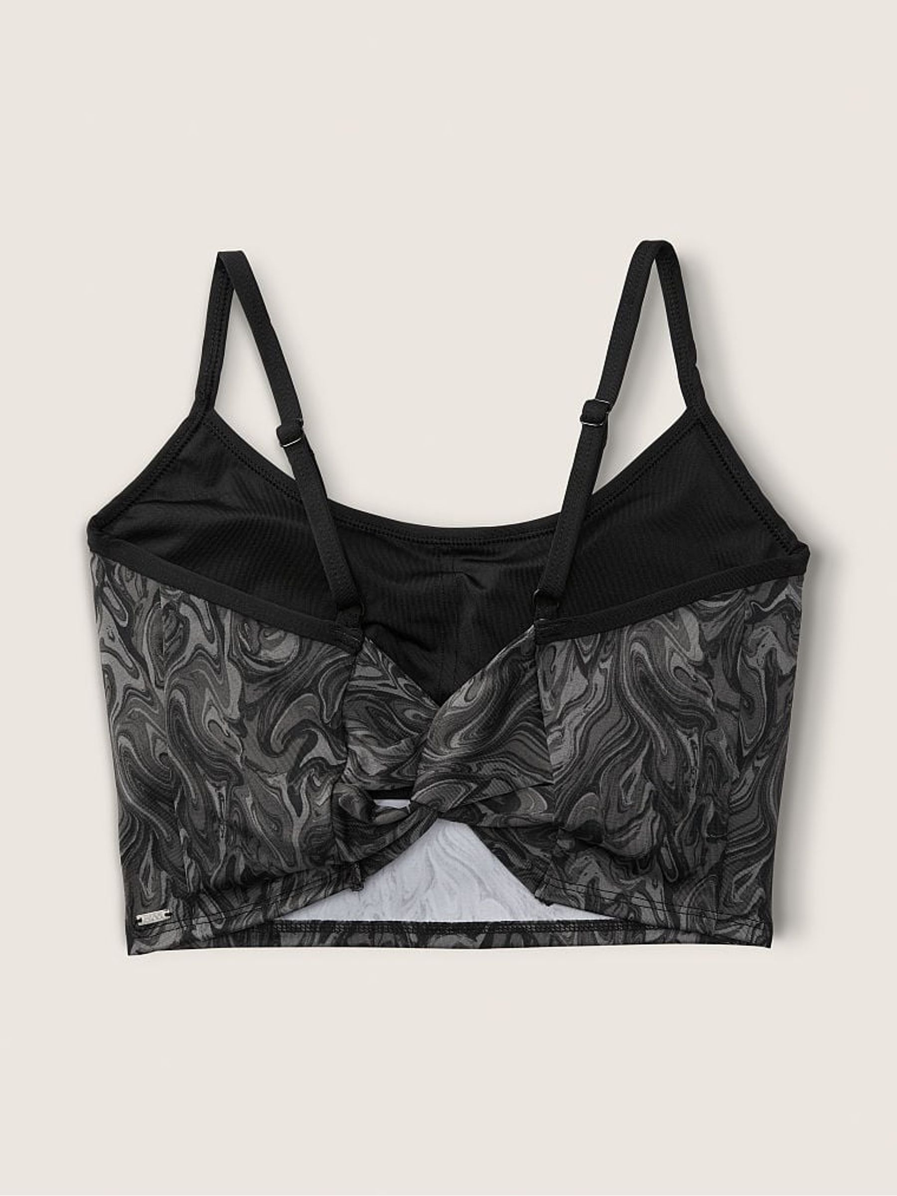 Black Charcoal Marble Ultimate Lightly Lined Twist Back Sports Bra - Image 5 of 5
