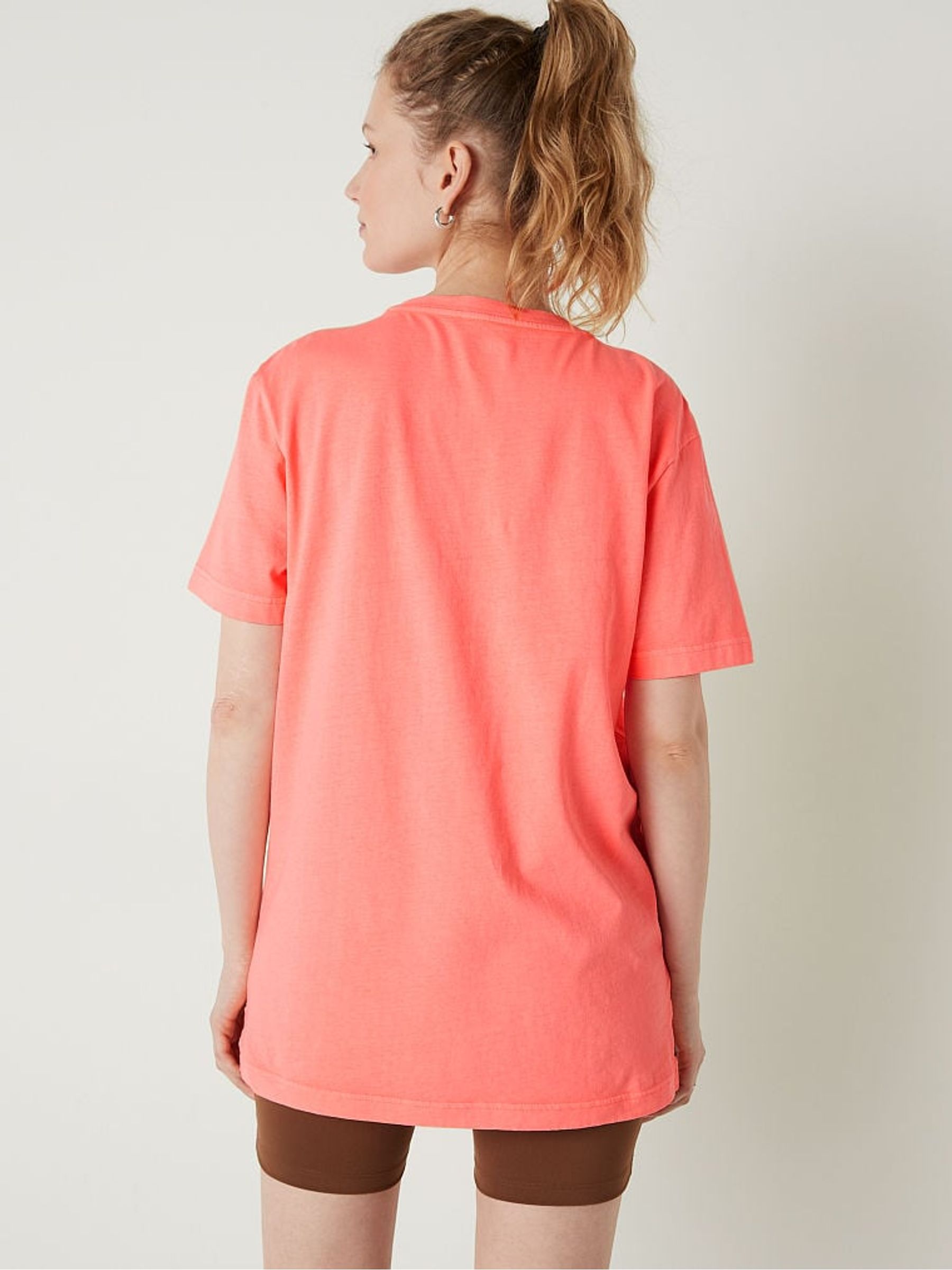 Coral Flash Orange Cotton ShortSleeve Henley Campus TShirt - Image 2 of 4