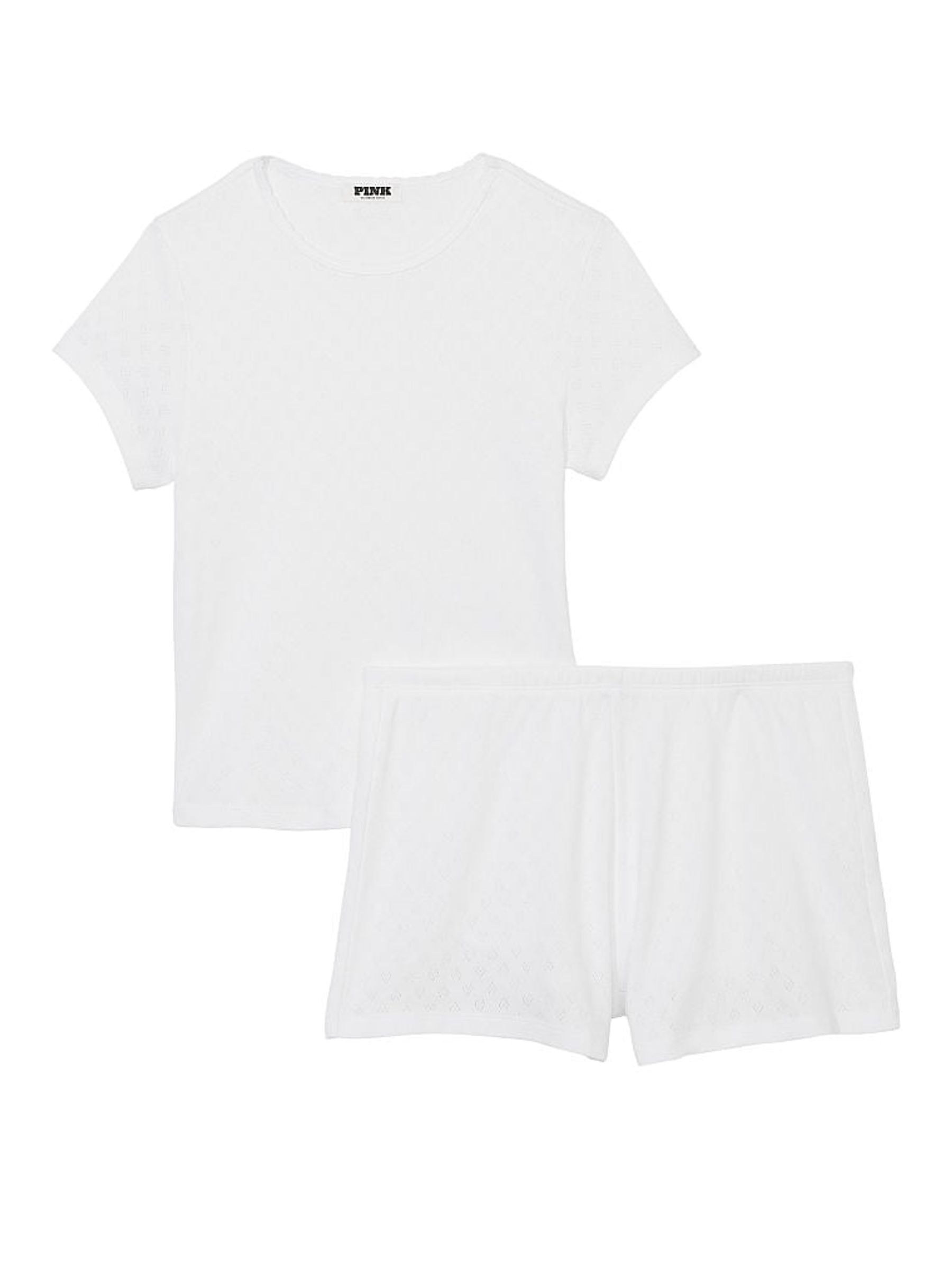Optic White Heart Pointelle Short Pyjama Set - Image 3 of 3