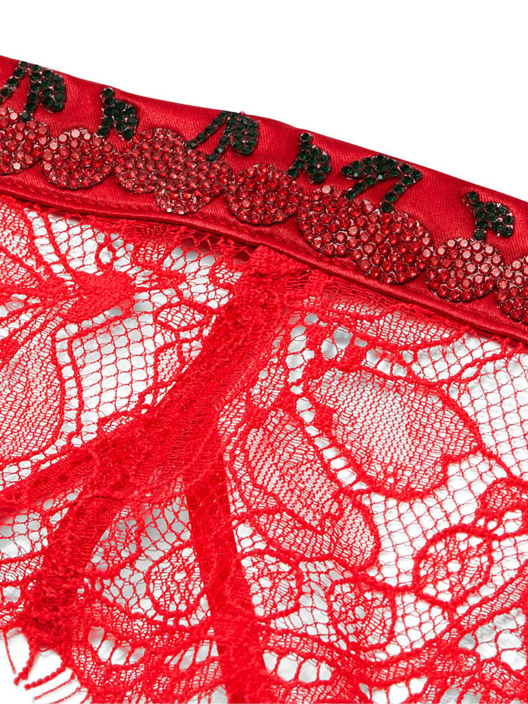 Lipstick Red Shine Strap Lace Suspenders - Image 4 of 4