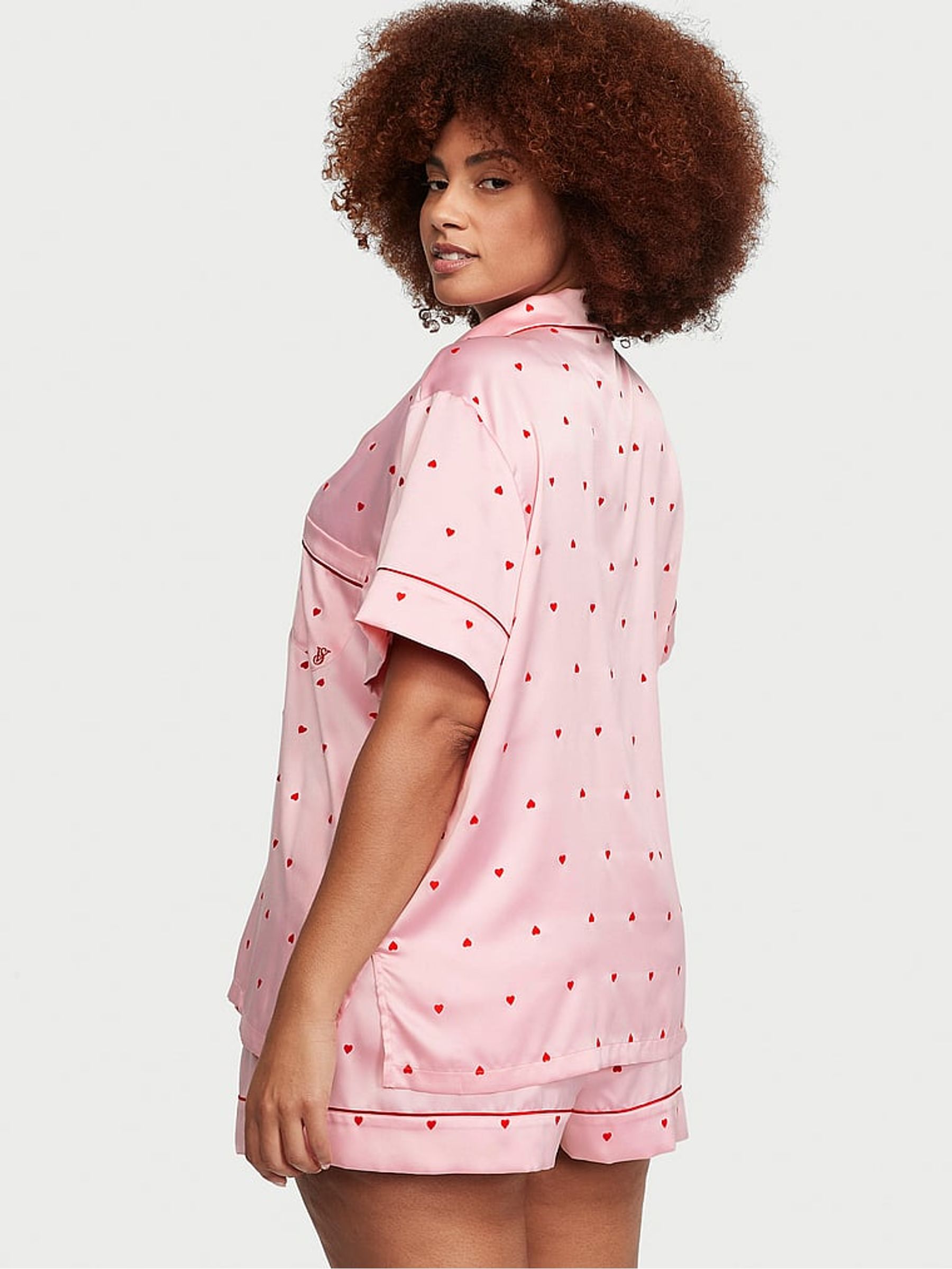 Pink Heart Satin Short Pyjamas - Image 2 of 3