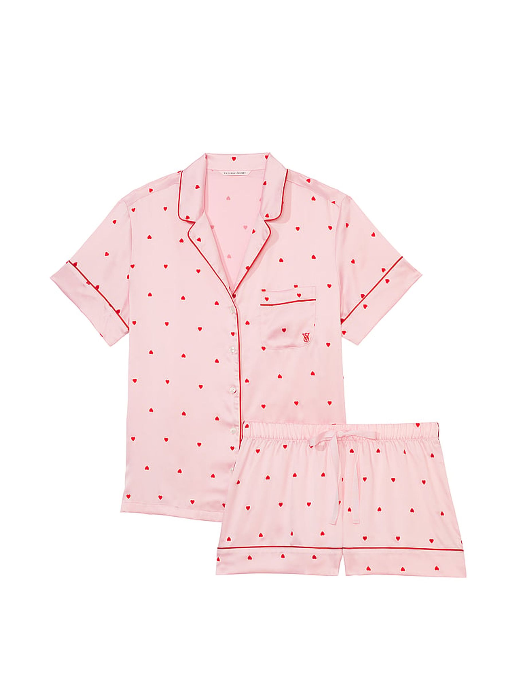 Pink Heart Satin Short Pyjamas - Image 3 of 3