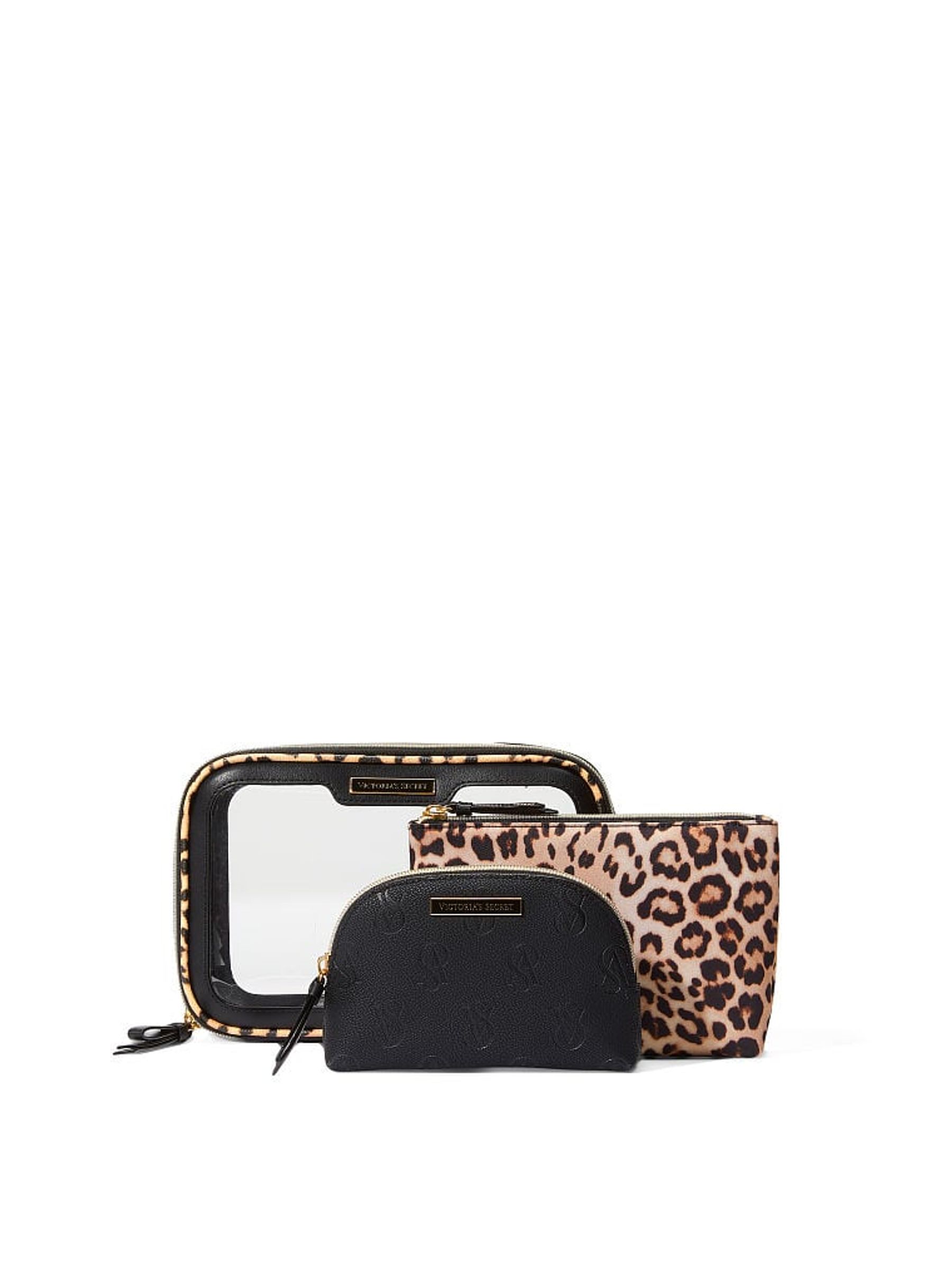 Luxe Leopard Brown Travel Trio Makeup Bag - Image 1 of 3