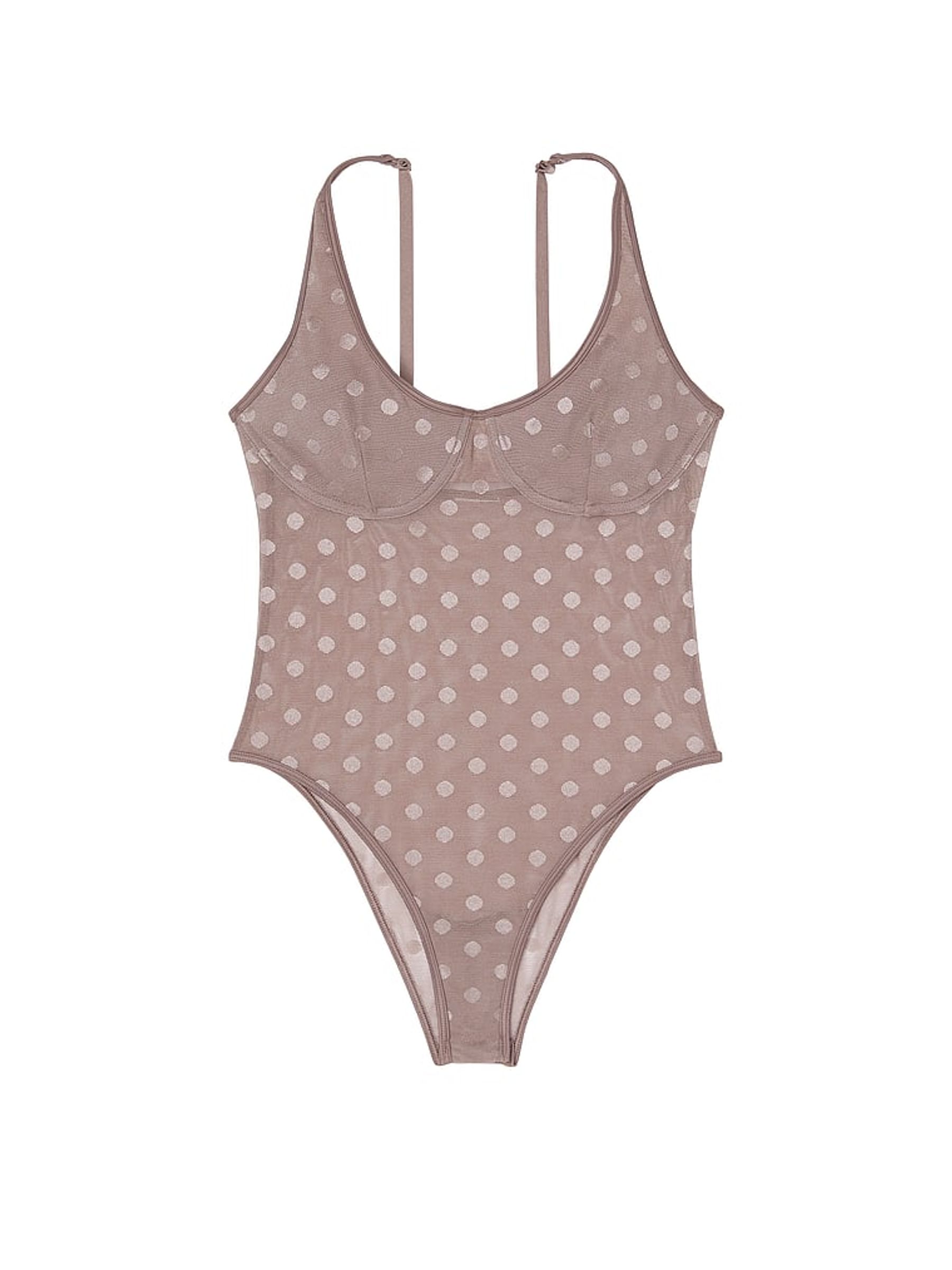 Iced Coffee Brown Dot Mesh Bodysuit - Image 4 of 4