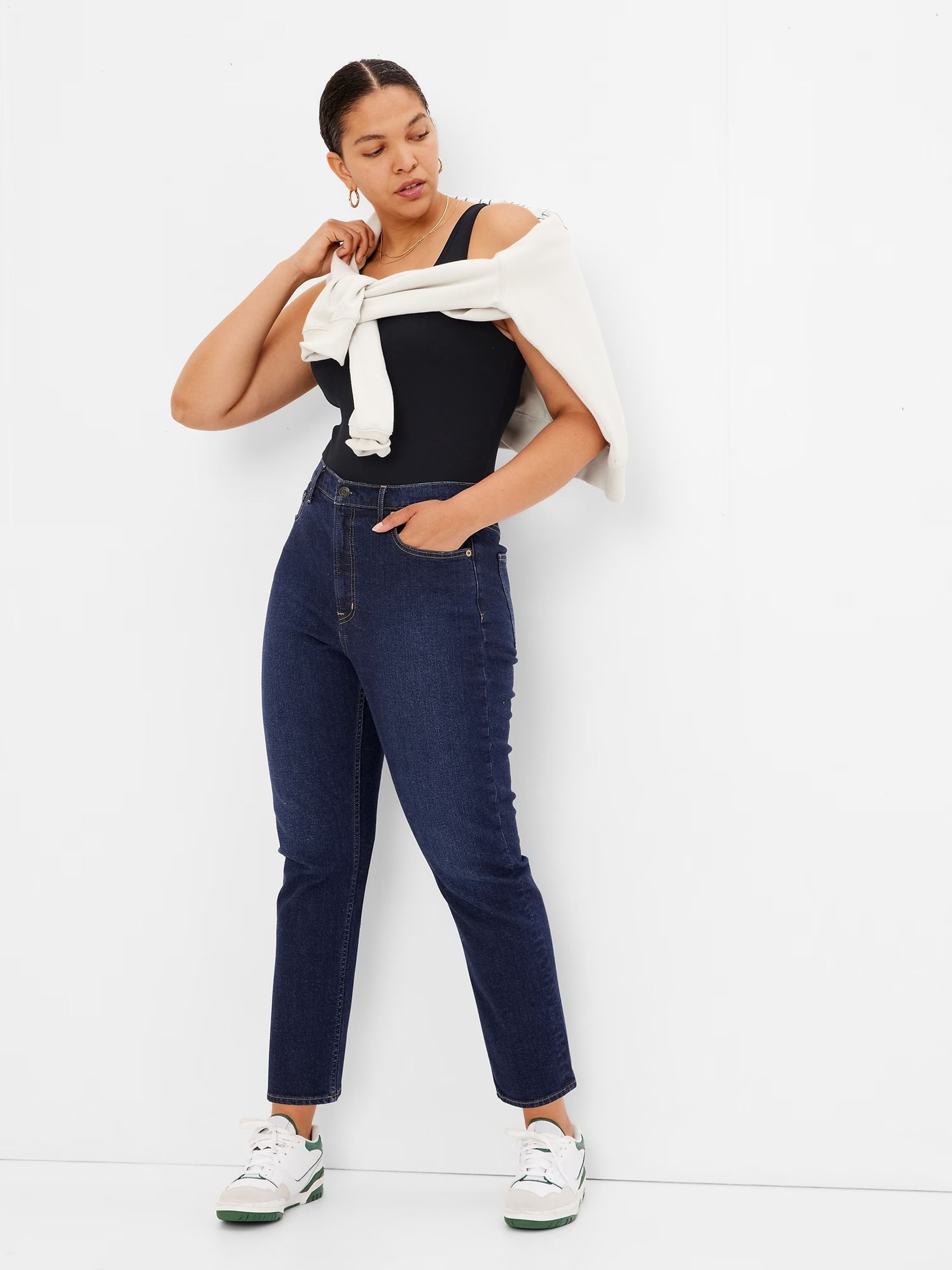 Dark Wash Blue High Waisted Ankle Length Vintage Slim Jeans - Image 10 of 12