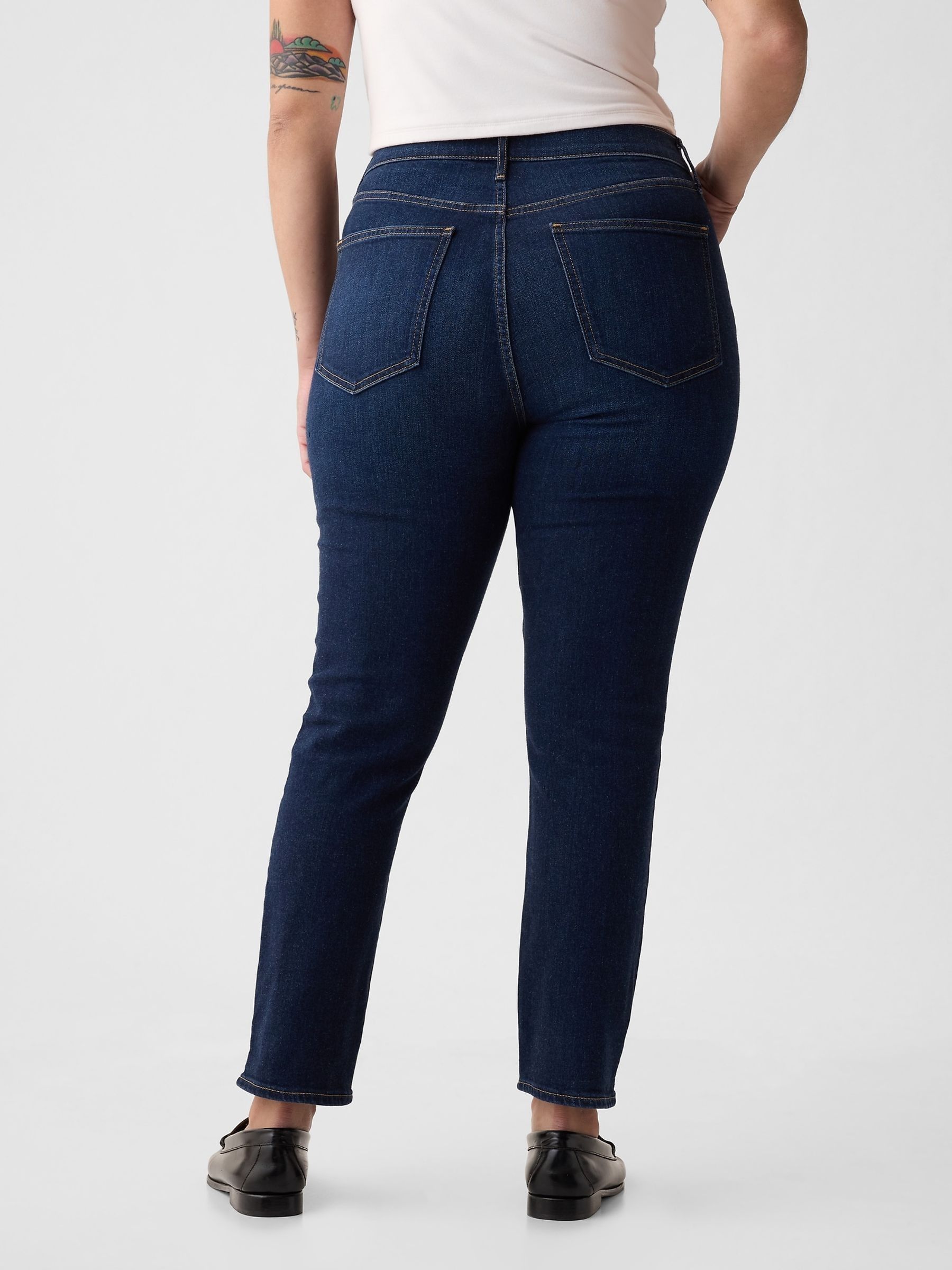 Dark Wash Blue High Waisted Ankle Length Vintage Slim Jeans - Image 5 of 12