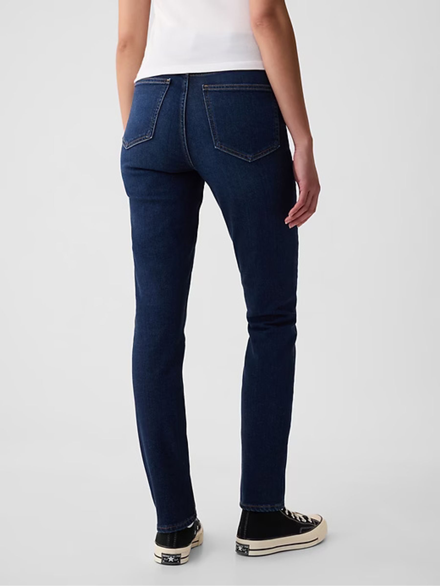 Dark Wash Blue High Waisted Ankle Length Vintage Slim Jeans - Image 8 of 12