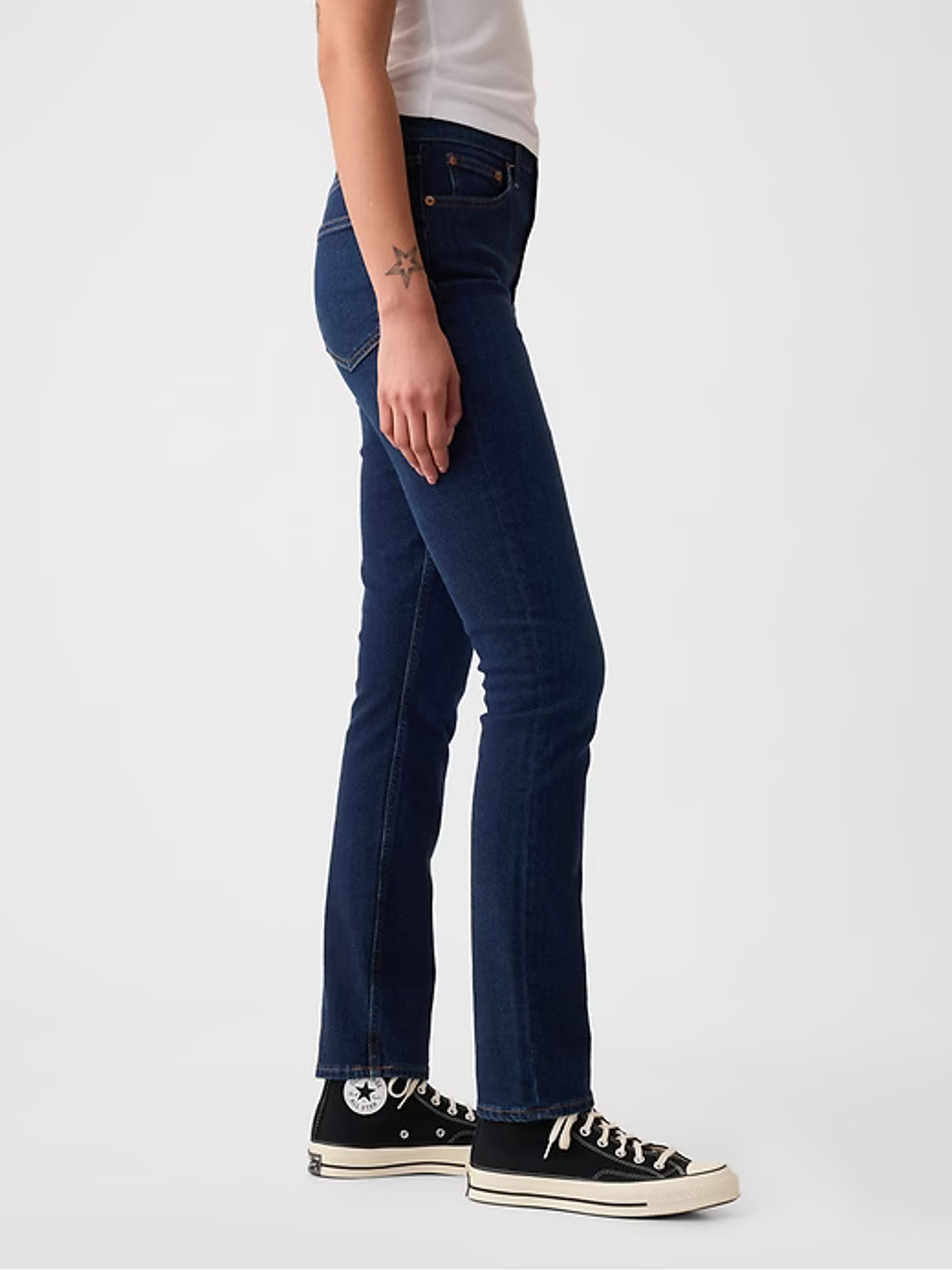 Dark Wash Blue High Waisted Ankle Length Vintage Slim Jeans - Image 9 of 12
