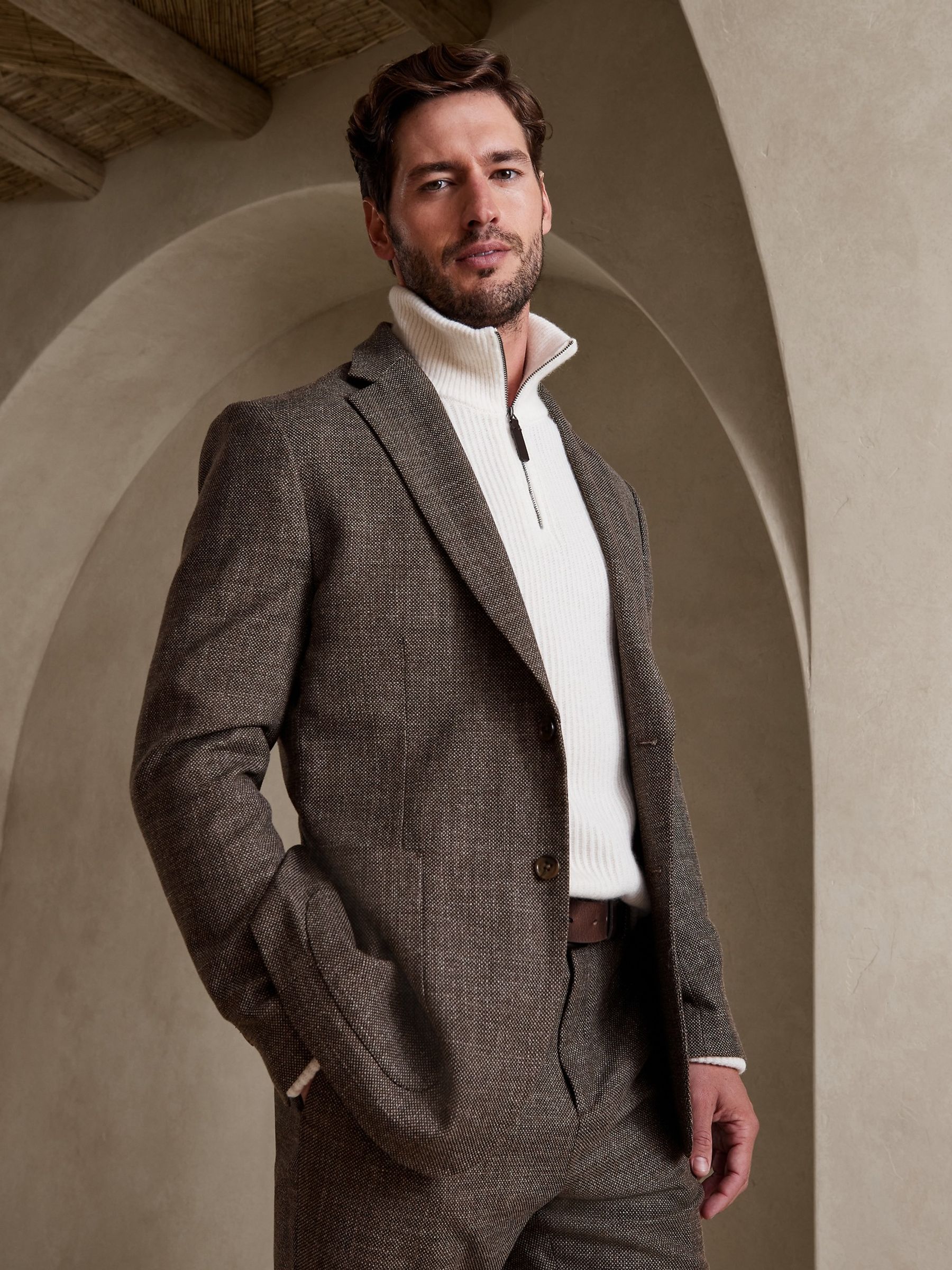 Banana Republic Brown Modena Tweed Suit Jacket - Image 1 of 3