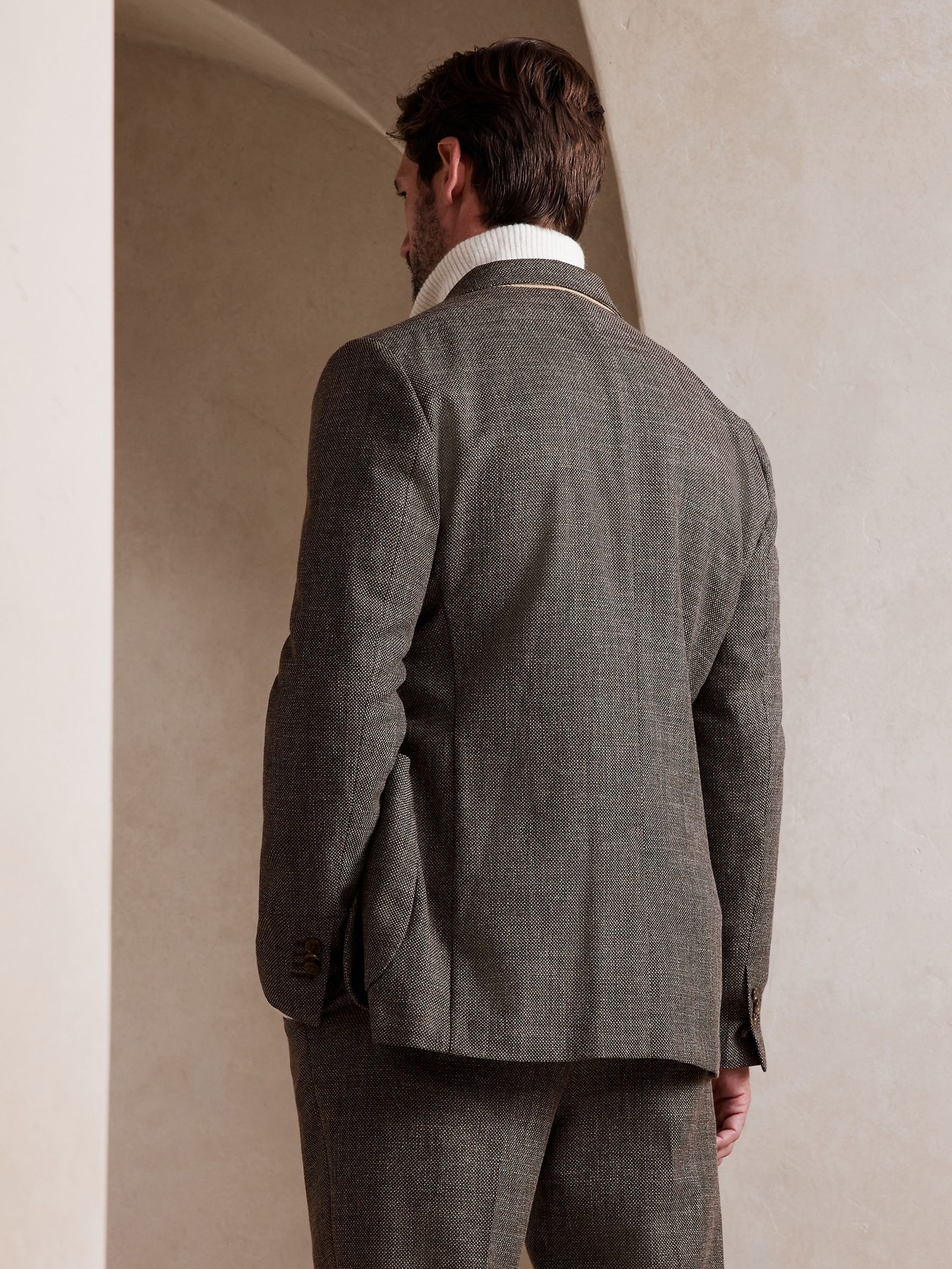 Banana Republic Brown Modena Tweed Suit Jacket - Image 2 of 3