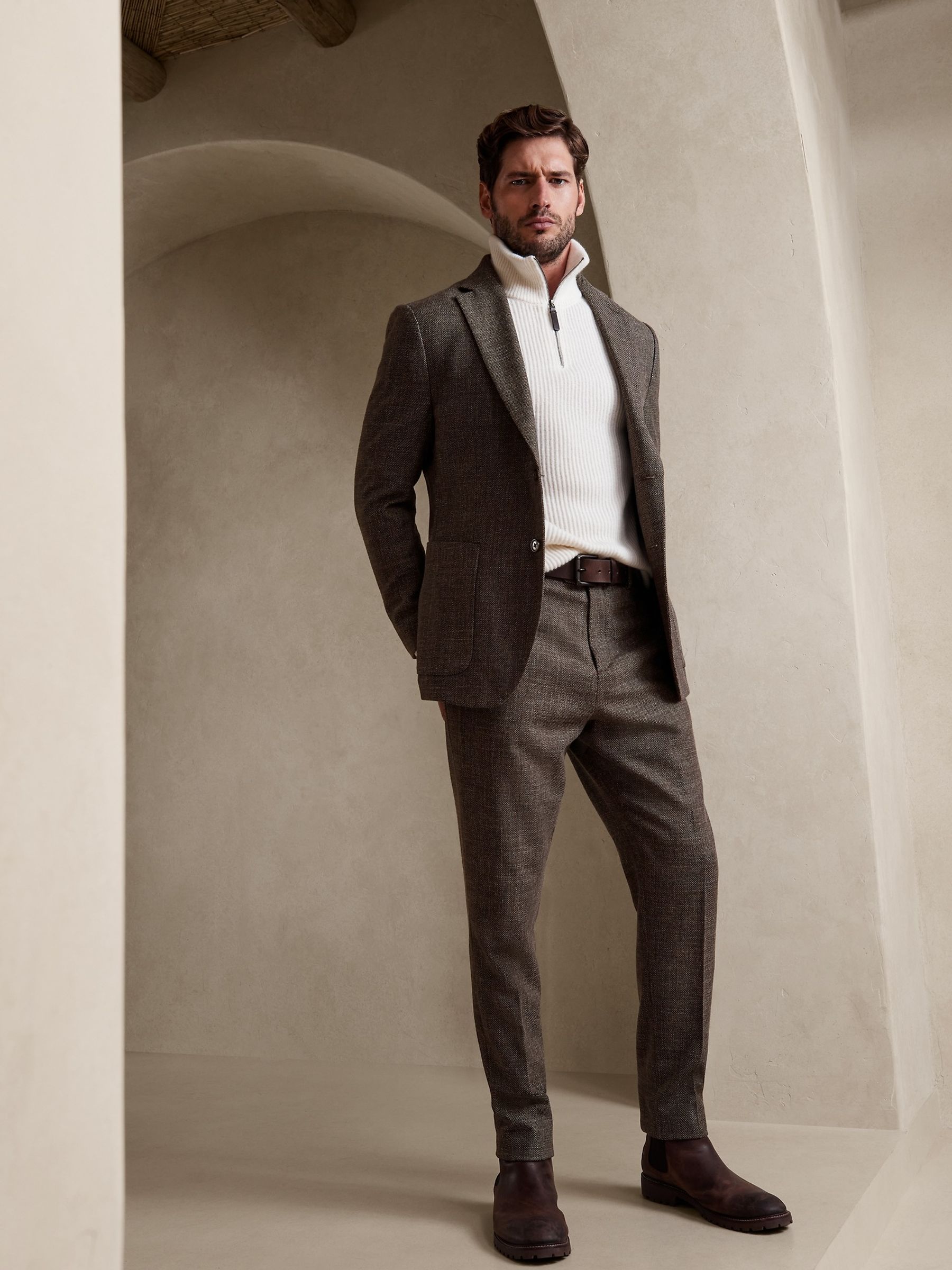 Banana Republic Brown Modena Tweed Suit Jacket - Image 3 of 3