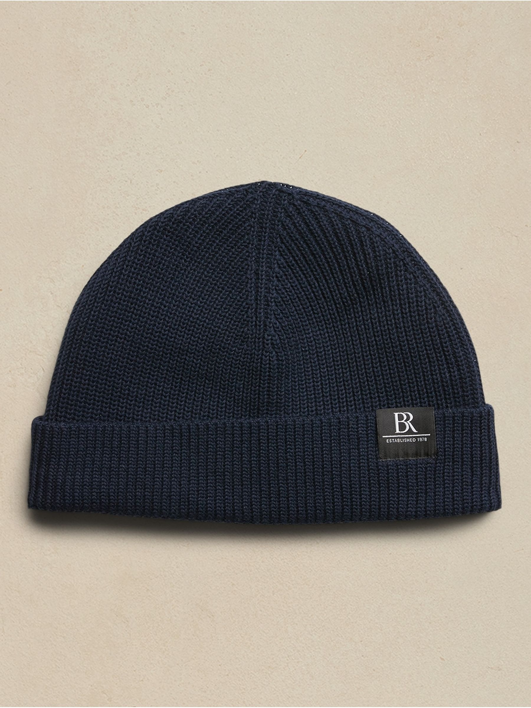 Banana Republic Navy Blue Ribbed Cotton Beanie Hat - Image 1 of 1