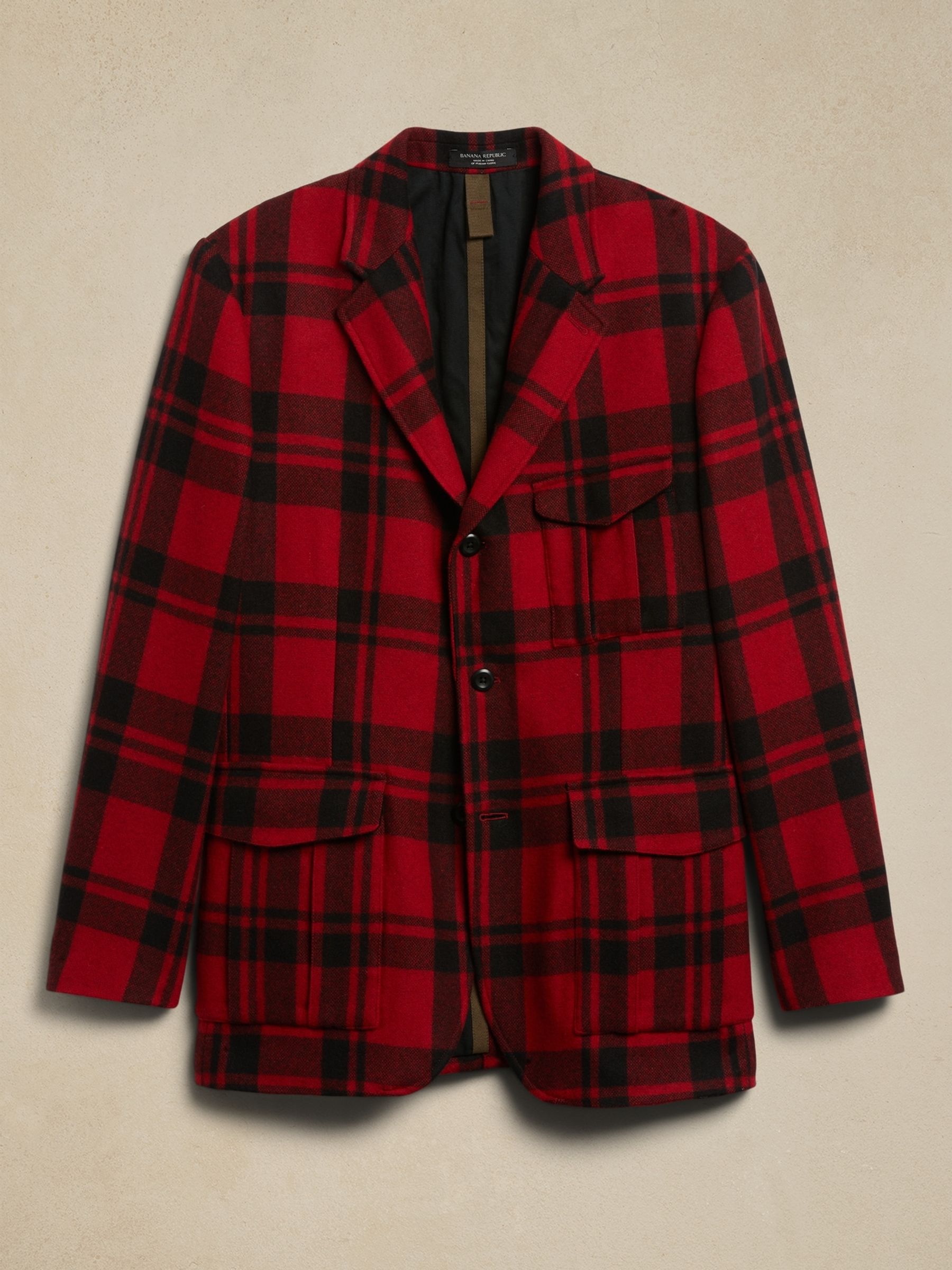 Banana Republic Red Val Plaid Suit Jacket - Image 5 of 5