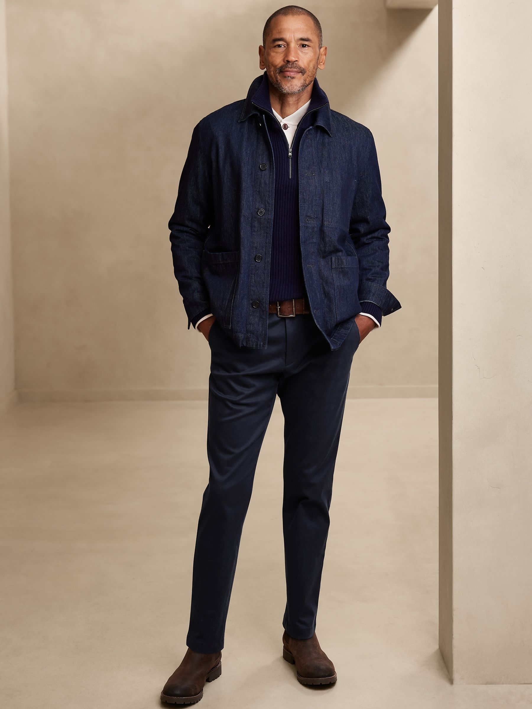 Banana Republic Navy Blue Slim Rapid Movement Chino - Image 1 of 3