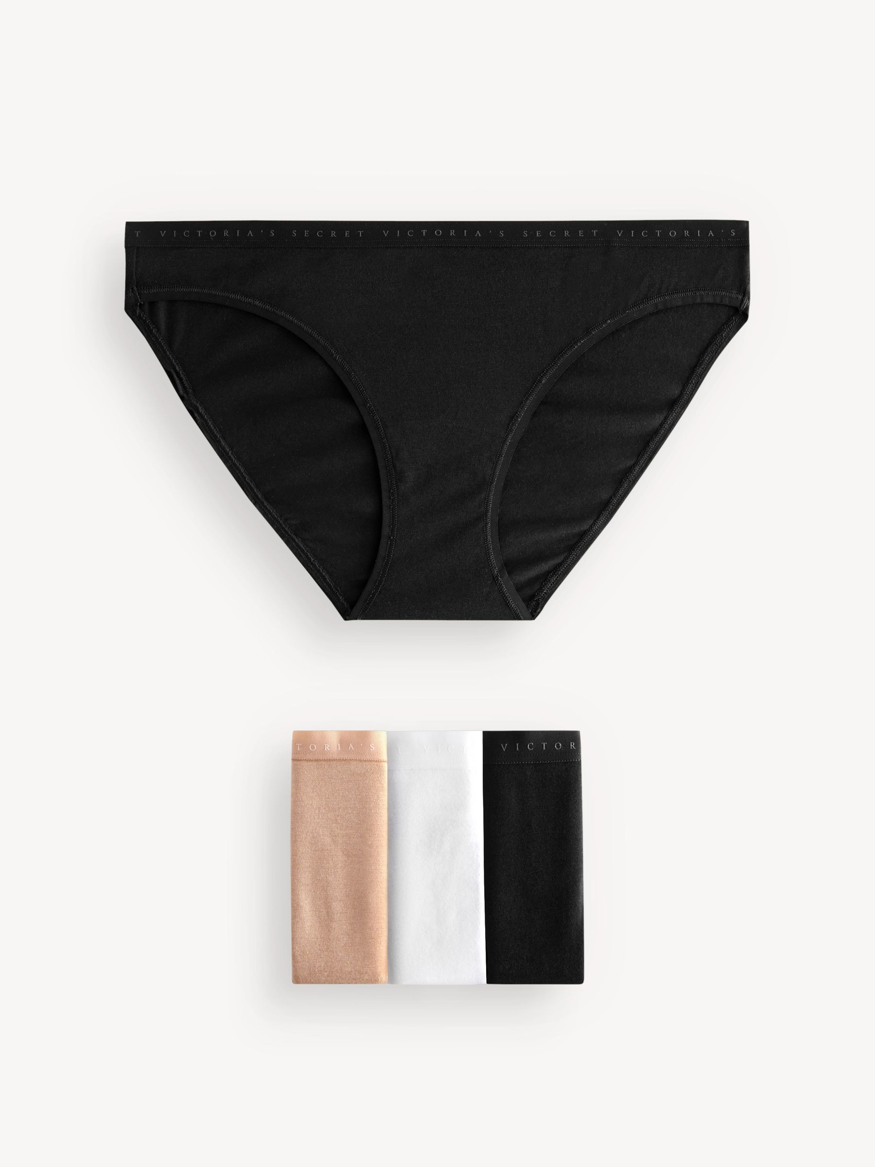 Black/White/Nude Bikini Logo 4 Pack Knickers - Image 1 of 5