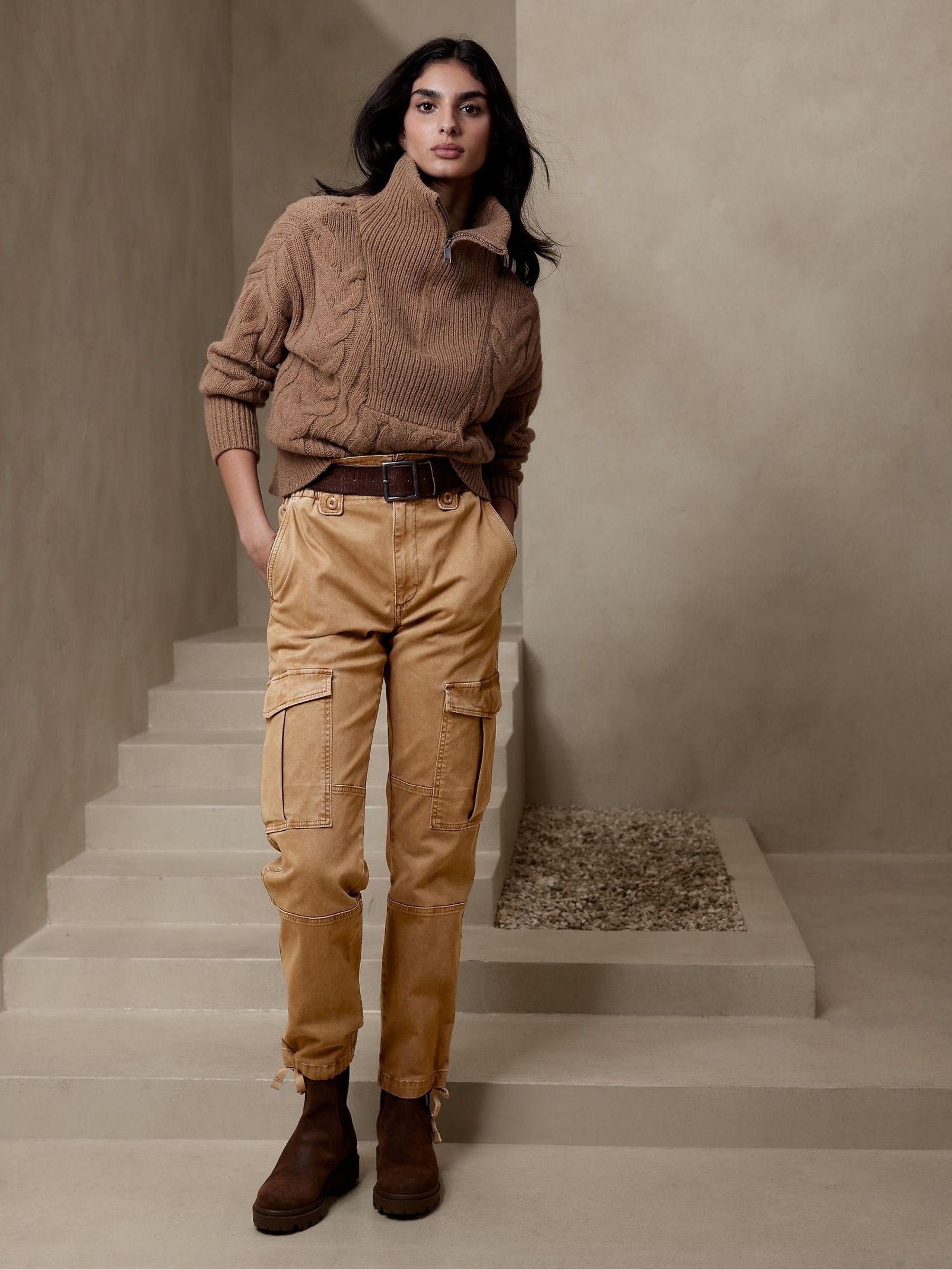 Banana Republic Brown Sierra Moleskin Cargo Trousers - Image 1 of 5