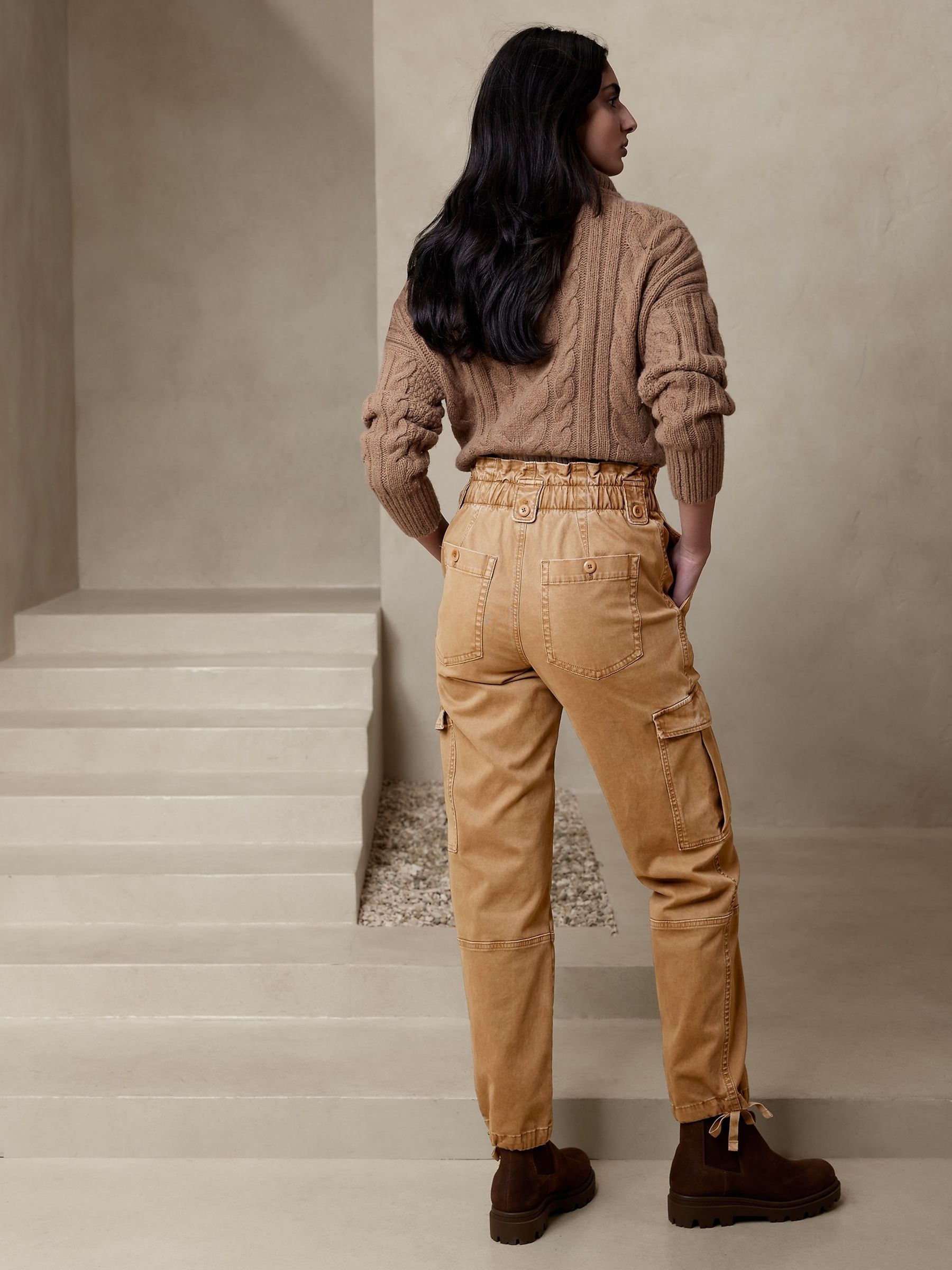 Banana Republic Brown Sierra Moleskin Cargo Trousers - Image 2 of 5
