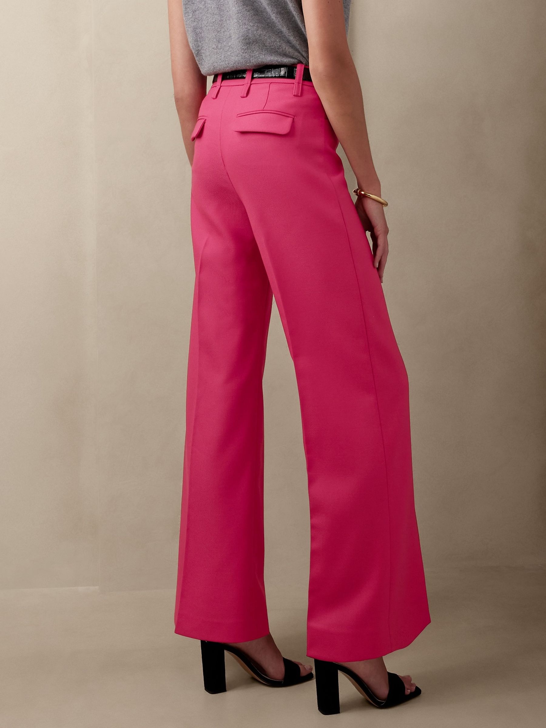 Banana Republic Pink Lido Wide-Leg Wool Trousers - Image 2 of 4