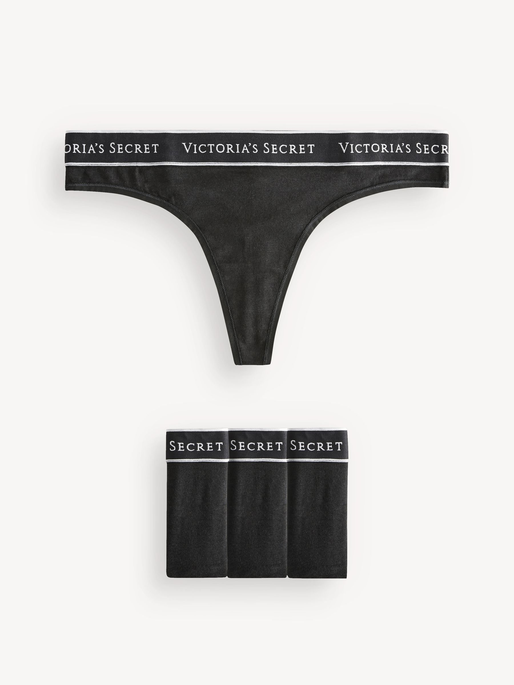 Black Thong Logo 4 Pack Knickers - Image 1 of 5