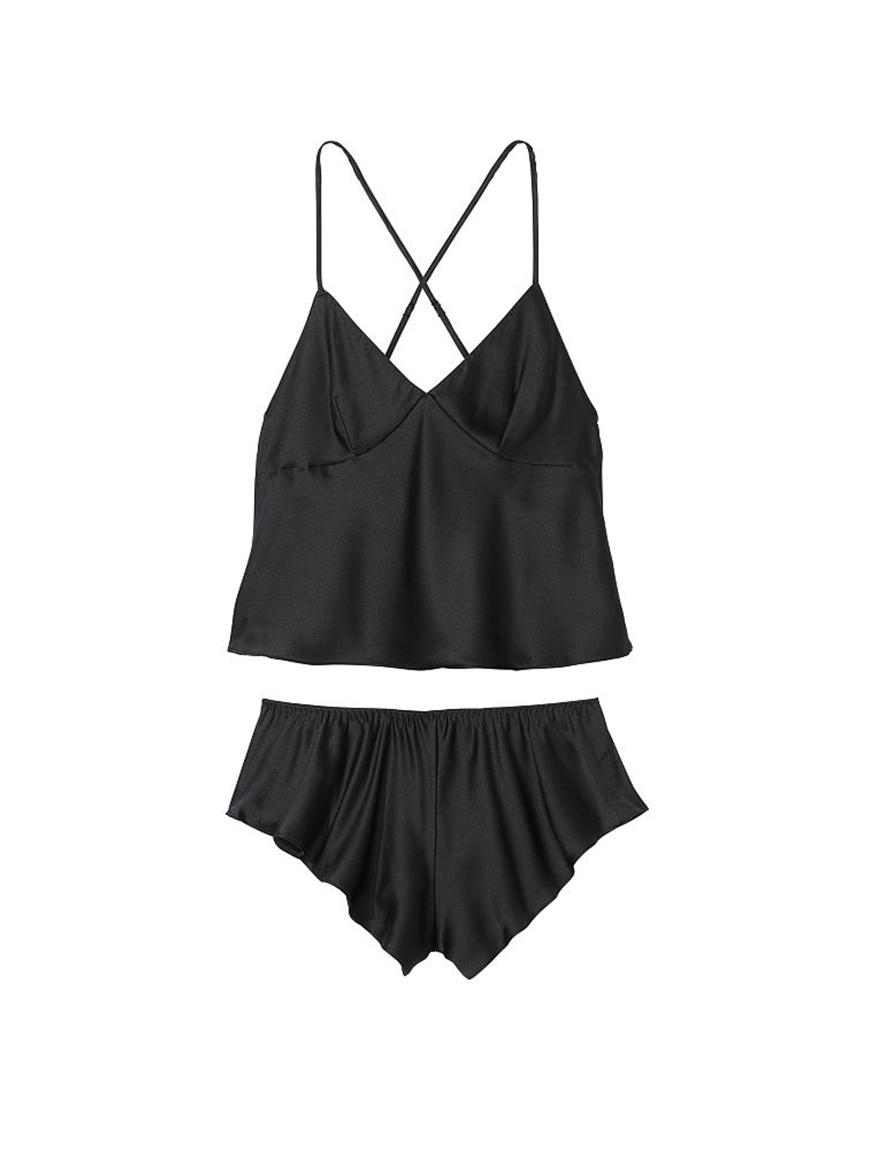 Black Satin Open Back Cami Set - Image 3 of 3