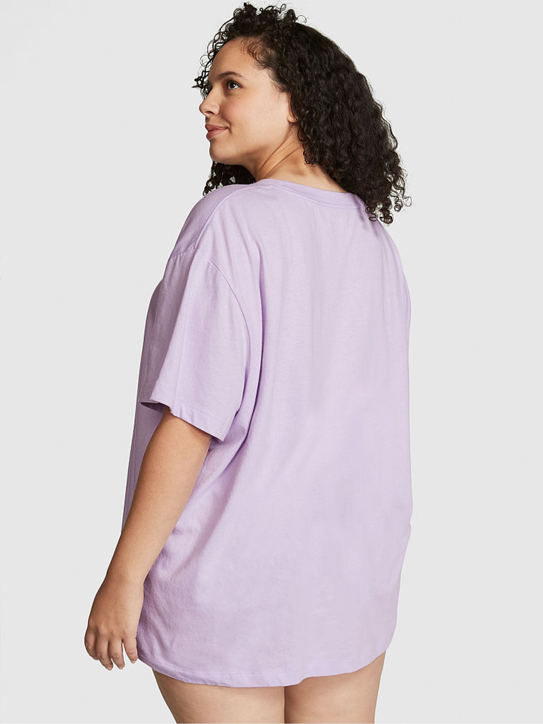 Purple Pastel Lilac Cotton Oversized Pyjama T-Shirt - Image 2 of 3
