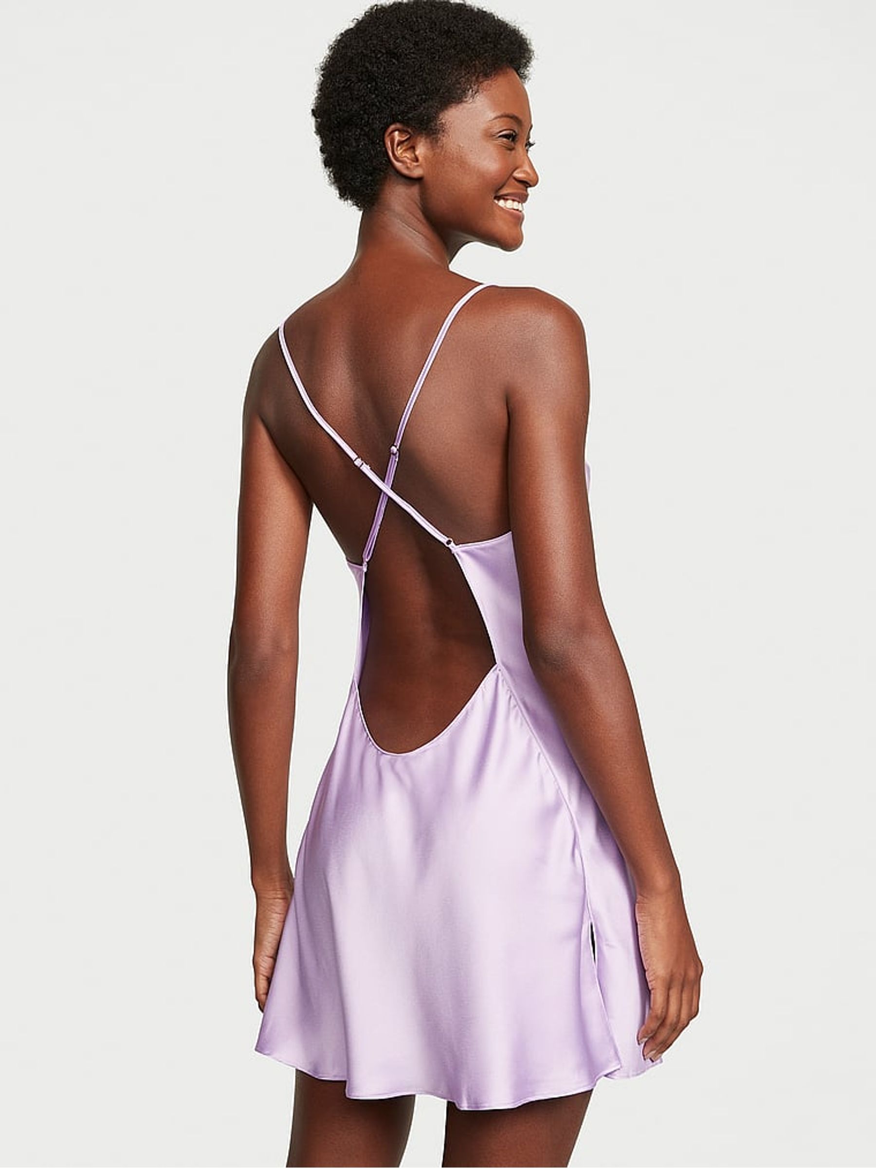 Unicorn Purple Satin Open Back Slip - Image 2 of 3
