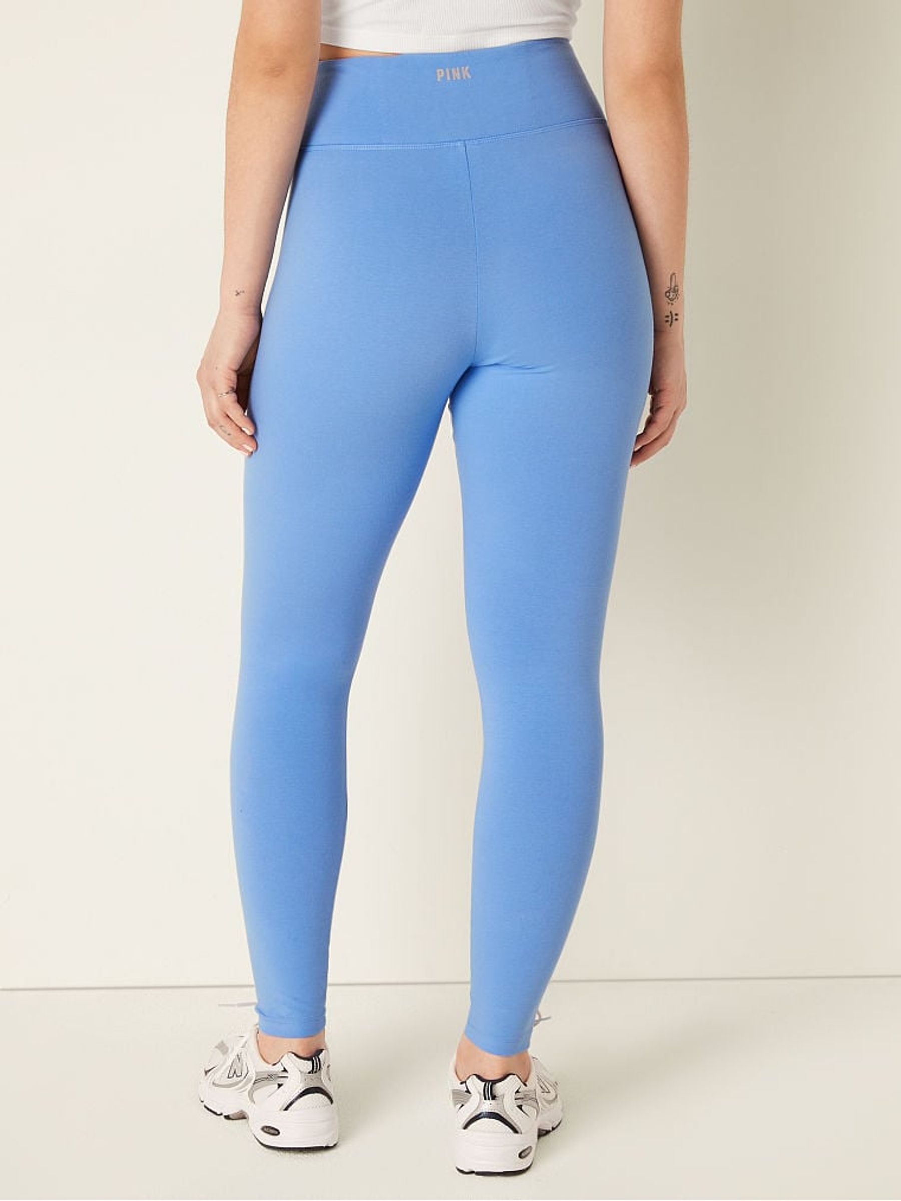 Cornflower Blue Cotton Twist Waist Full Length Leggings - Image 2 of 4