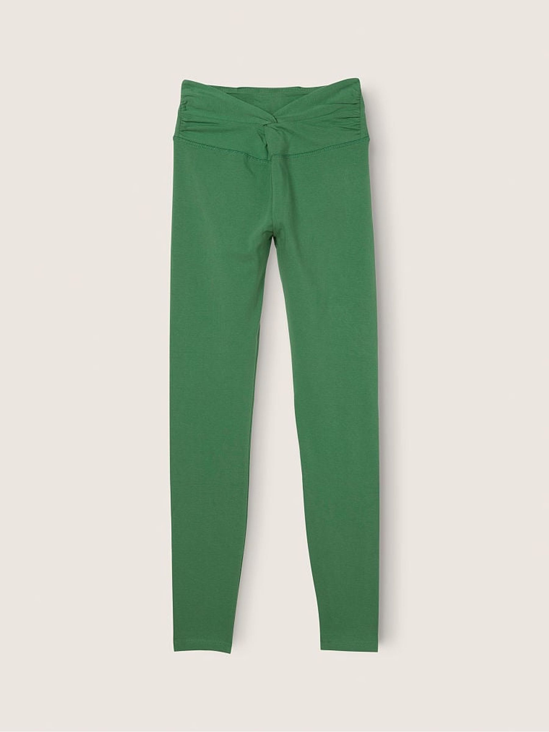 Forest Pine Green Cotton Twist Waist Full Length Leggings - Image 4 of 4