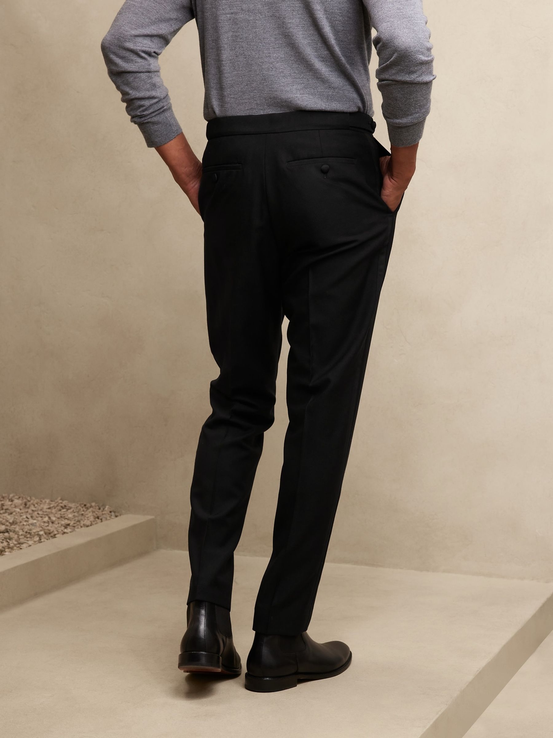 Banana Republic Black Barathea Tuxedo Trousers - Image 3 of 5