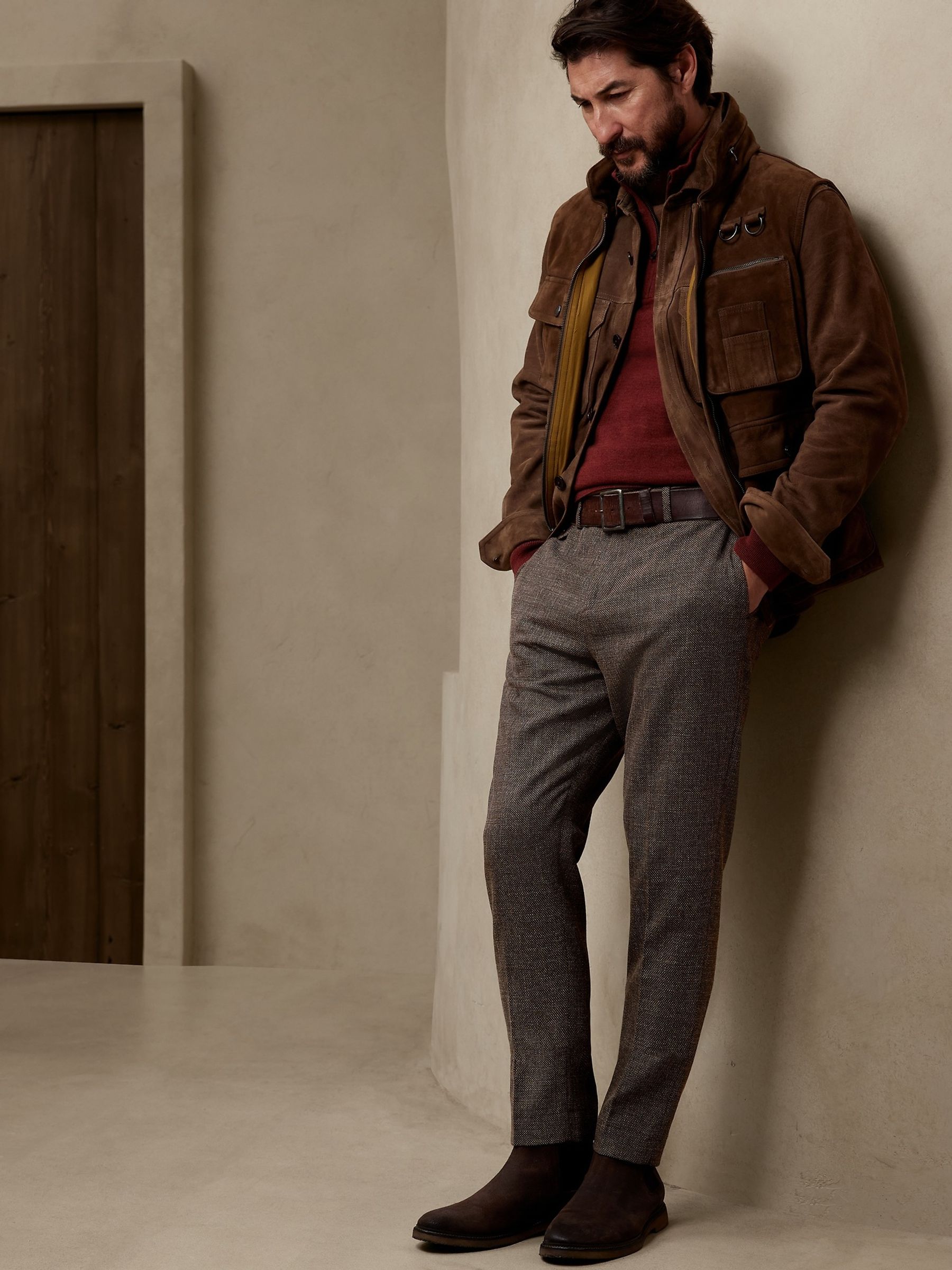 Banana Republic Grey Modena Tweed Suit Trousers - Image 1 of 3