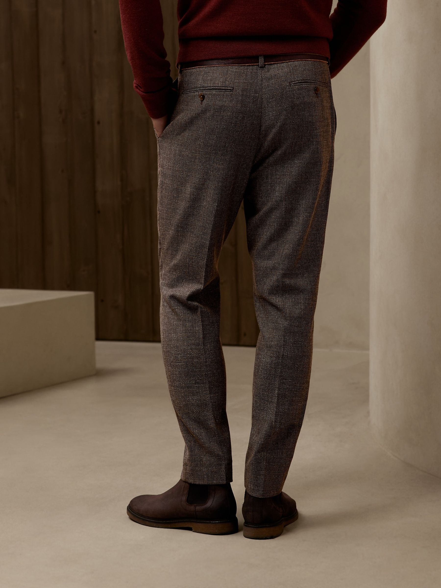 Banana Republic Grey Modena Tweed Suit Trousers - Image 2 of 3